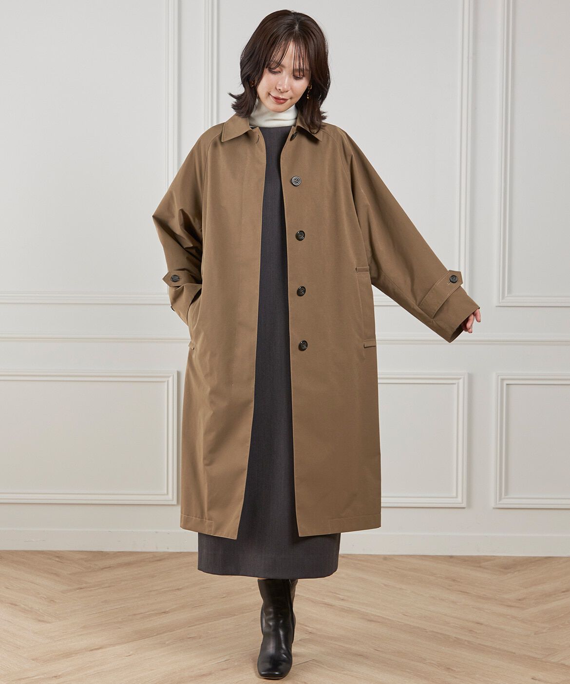 INED「コクーンシルエットステンカラーコート《Aquascutum》」|ステンカラーコート|