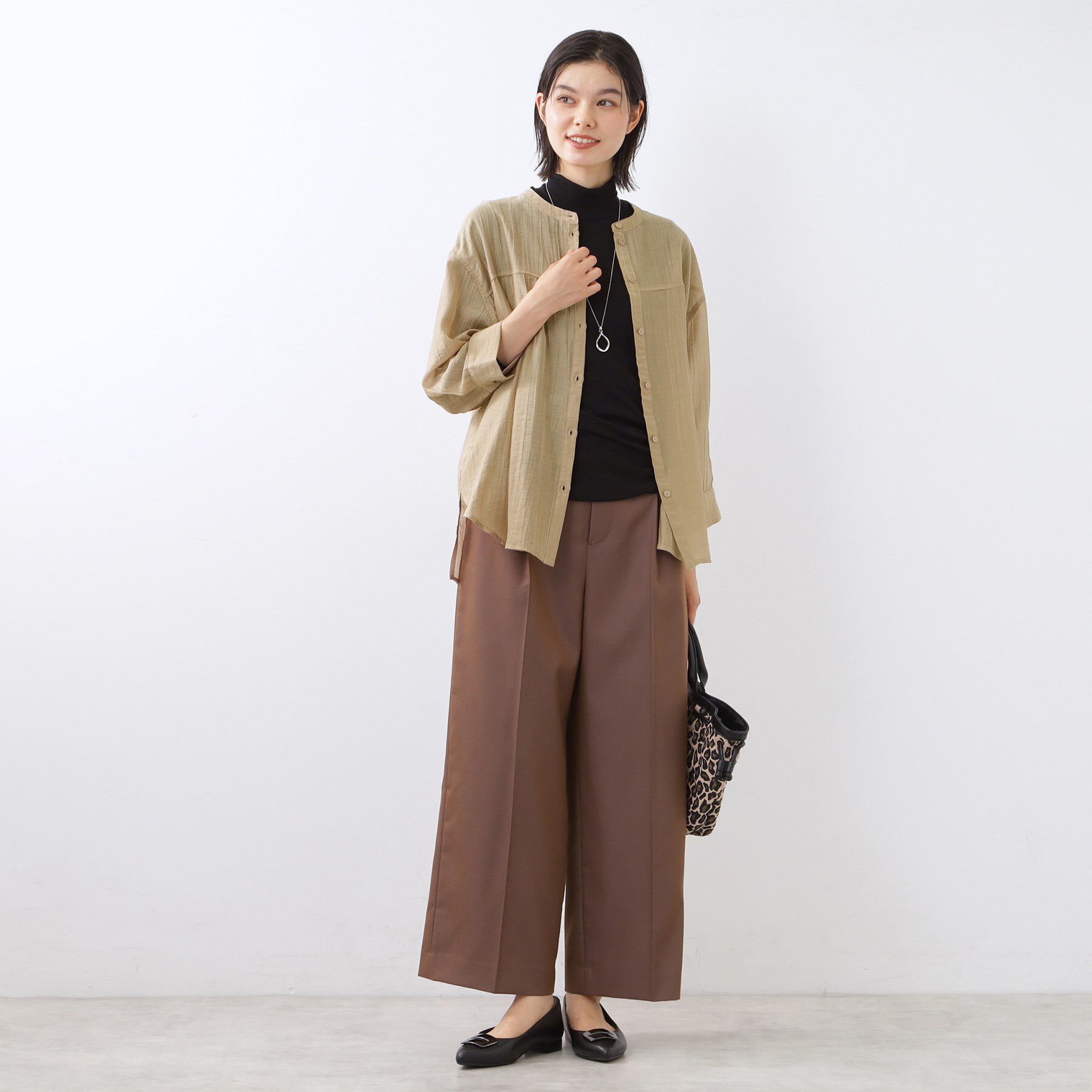 Reflect「【重ね着でも一枚着でも◎】バンドカラーオーバーサイズシャツブラウス」|シャツ・ブラウス|