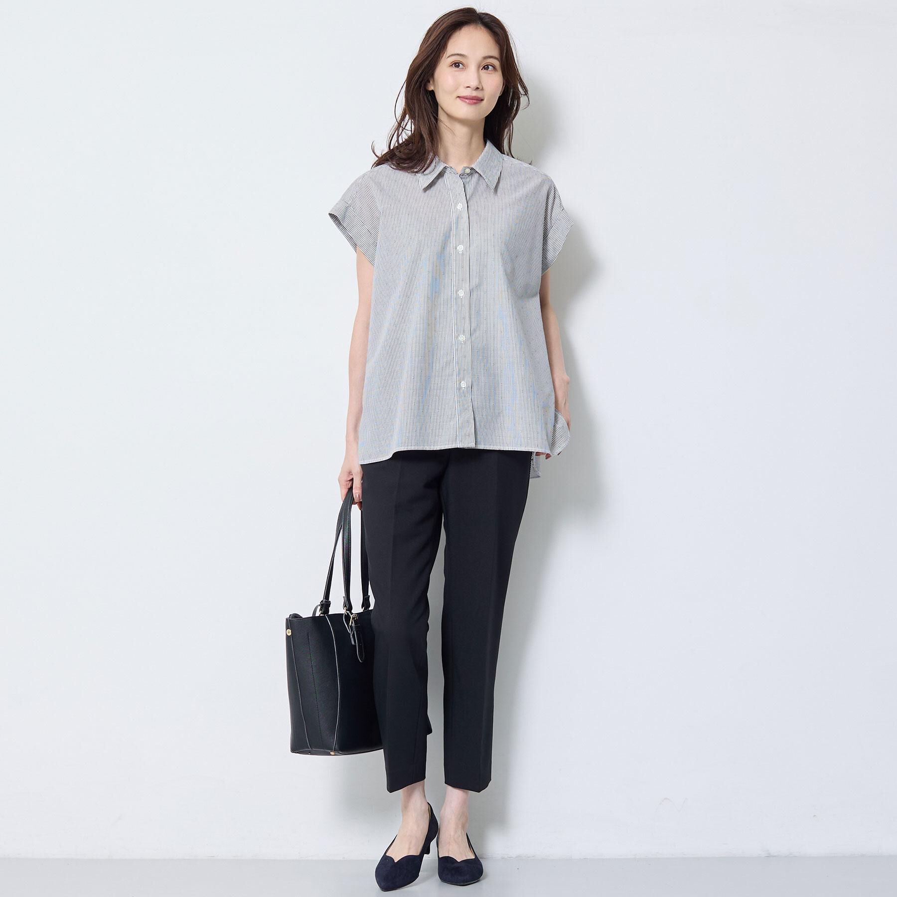 Reflect「【接触冷感】フレンチスリーブシャツブラウス」|シャツ・ブラウス|