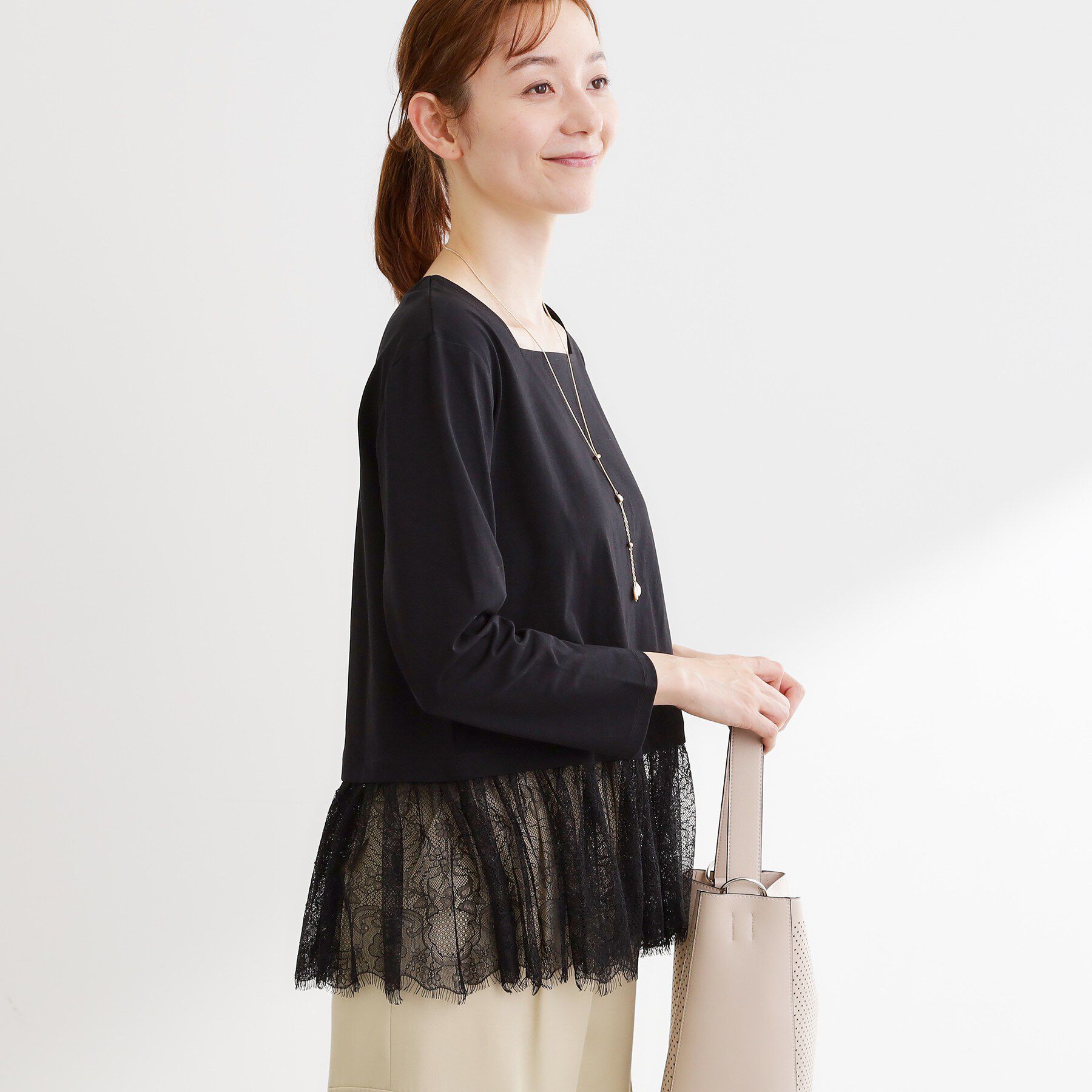 Reflect「【UVカット／接触冷感／レイヤード◎】レース切り替えプルオーバージャージ」|Tシャツ・カットソー|