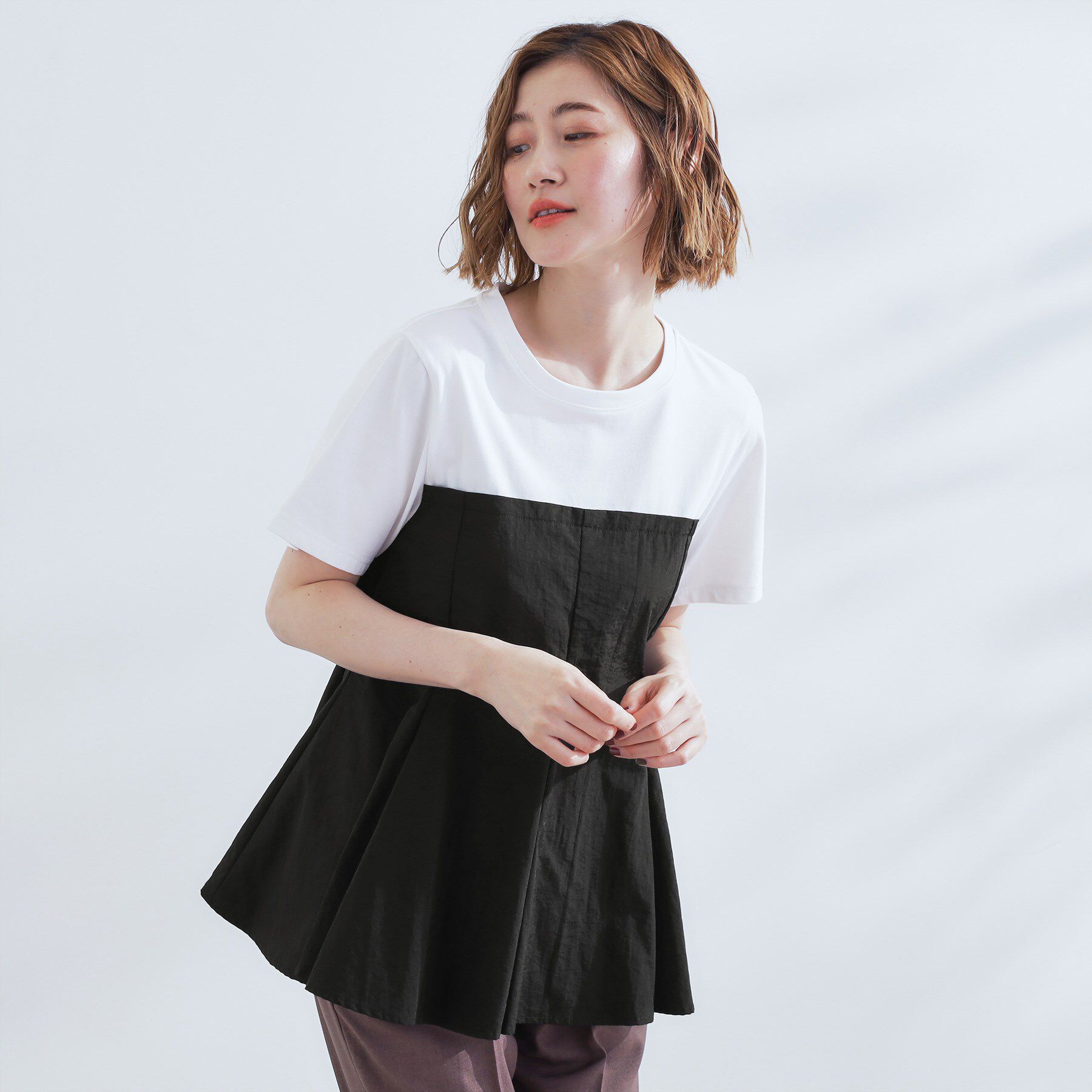 grove「贅沢フレアーが高見え ドッキングビスチェT」|Tシャツ・カットソー|