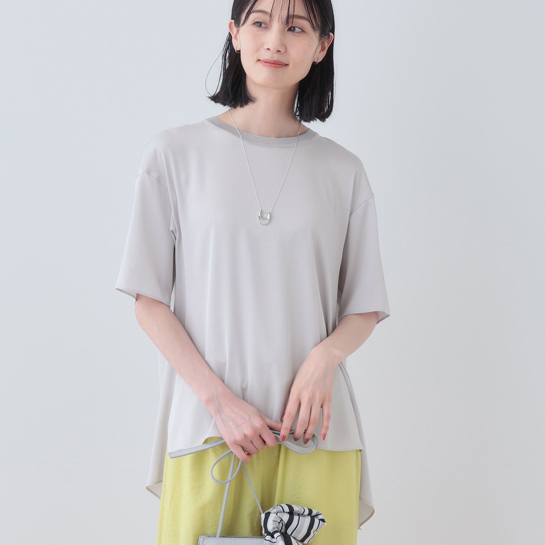 INDIVI「【バックシャン】デザインTブラウス」|Tシャツ・カットソー|