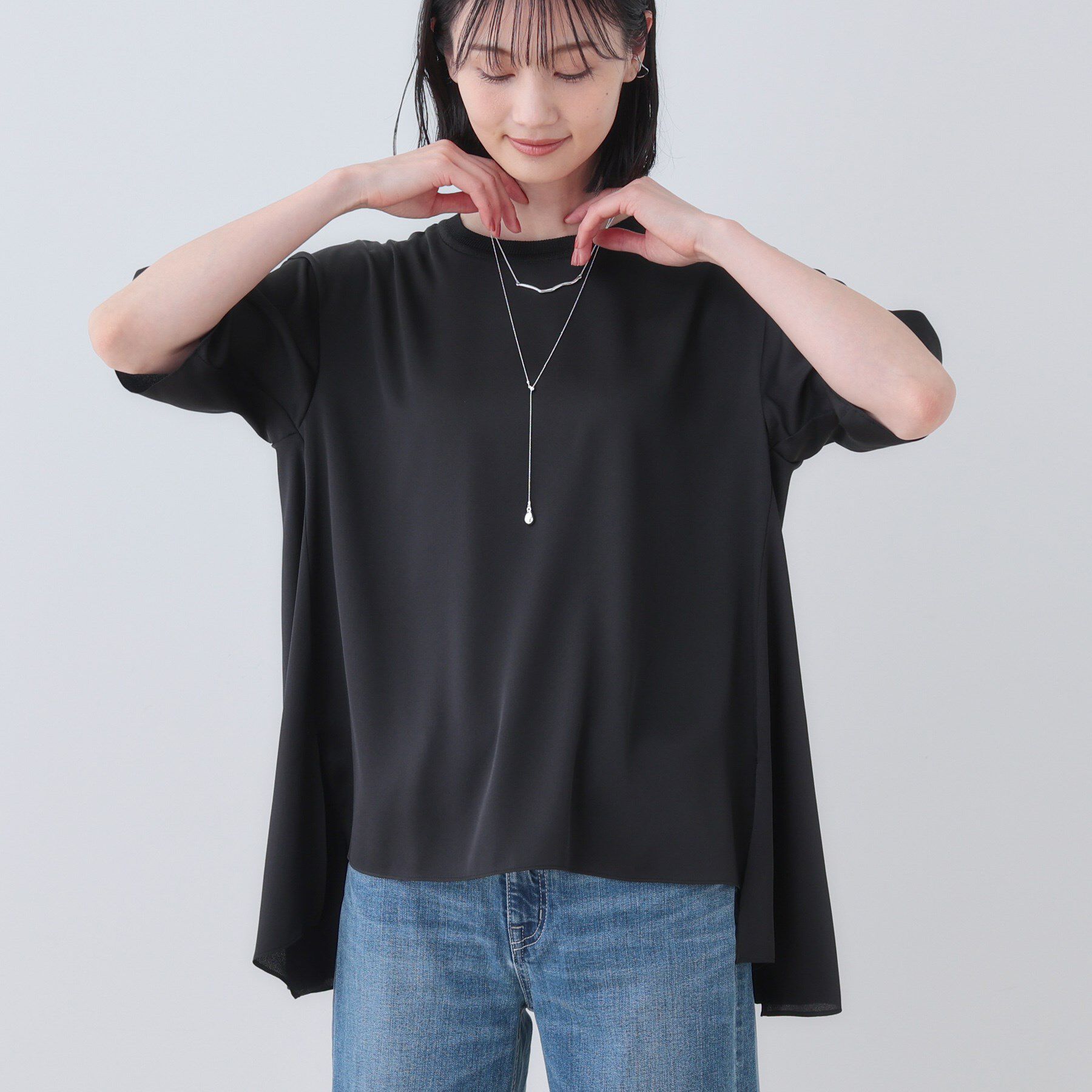 INDIVI「【バックシャン】デザインTブラウス」|Tシャツ・カットソー|
