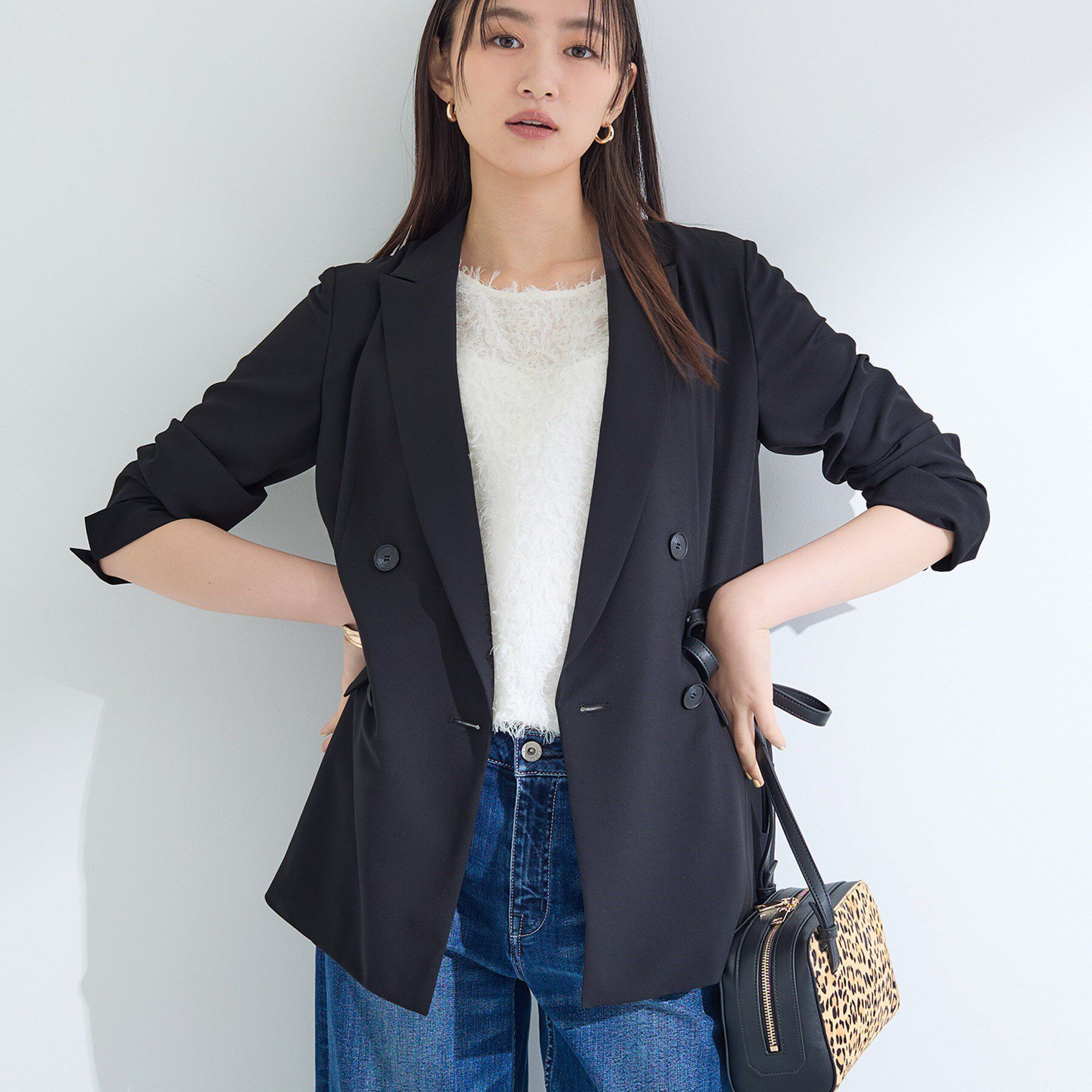 INDIVI「【軽く羽織れる！】ダブルジャケット」|テーラードジャケット|