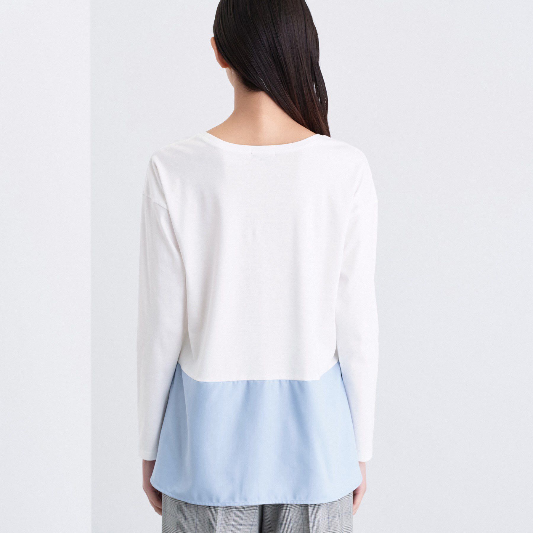 INDIVI「【コットン】シャツ切り替えカットソー」|Tシャツ・カットソー|