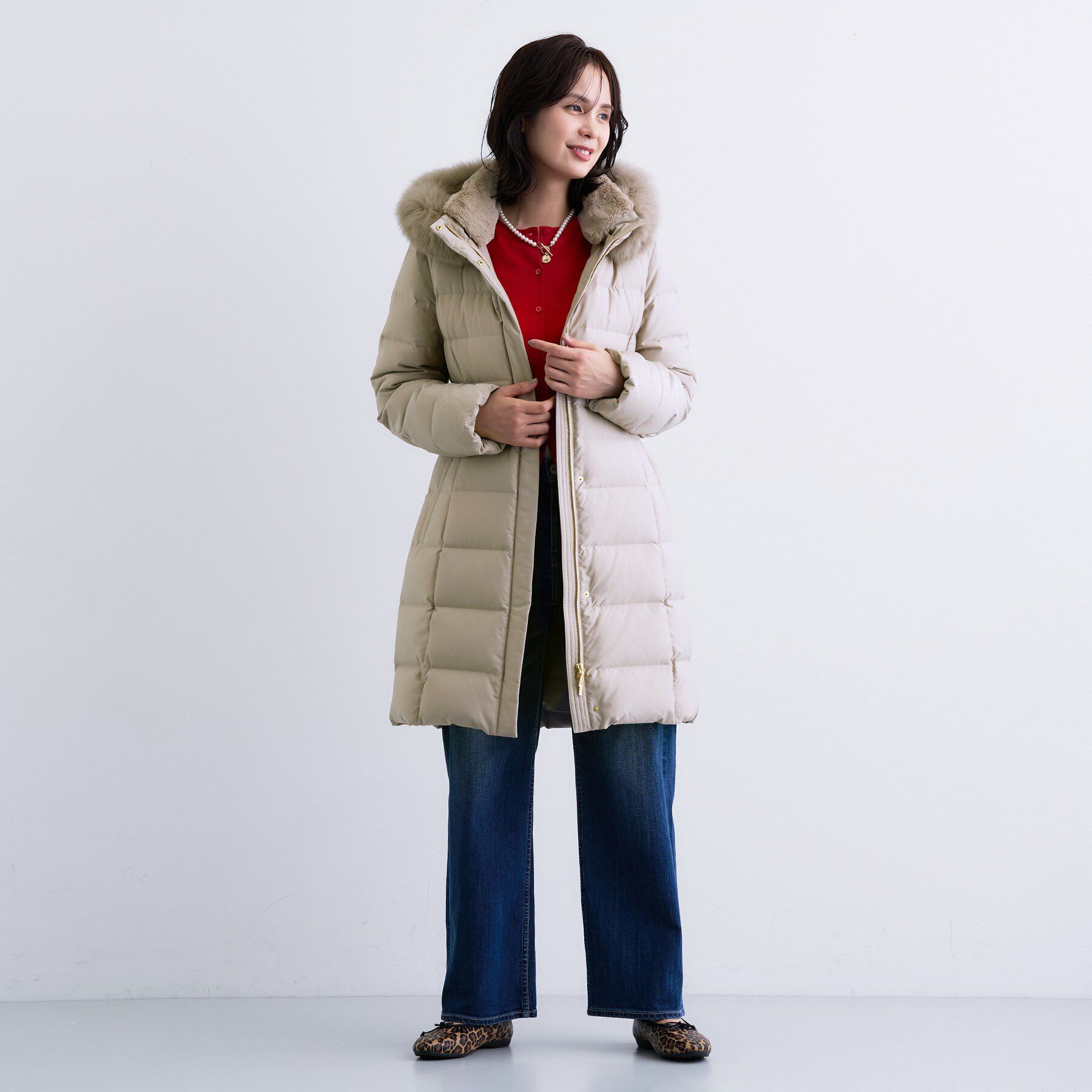 INDIVI「【名品／撥水／抗菌防臭】ロング丈リサイクルダウンコート」|ダウン|