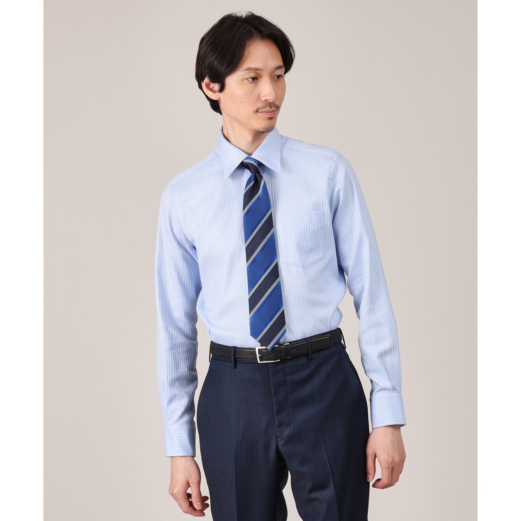 TAKEO KIKUCHI「【Made in JAPAN】ドビーストライプ ドレス シャツ」|シャツ・ブラウス|サックス(090)