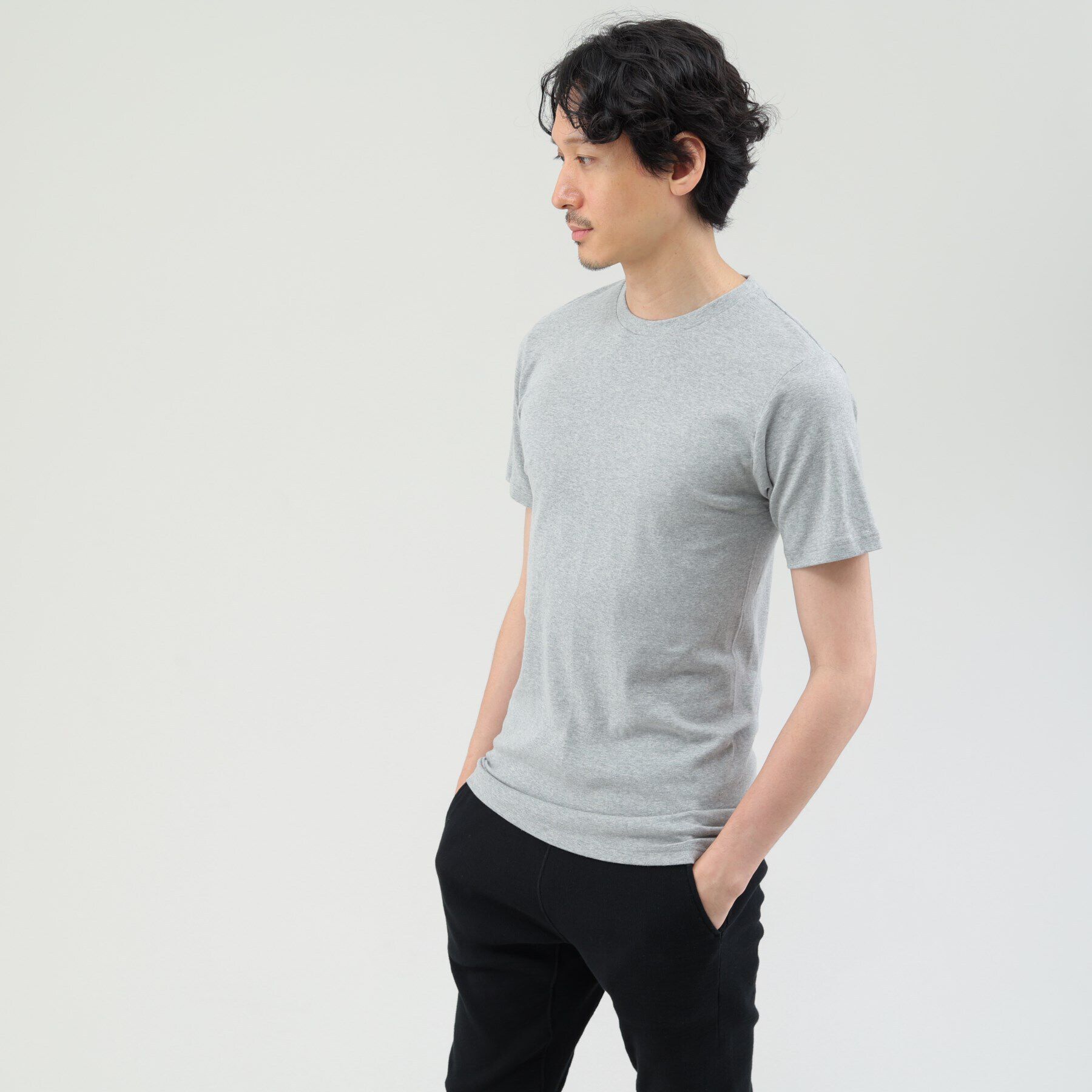 TAKEO KIKUCHI「【MADE IN　JAPAN】ベーシック　半袖クルーネック Tシャツ」|ルームウェア|ライトグレー(011