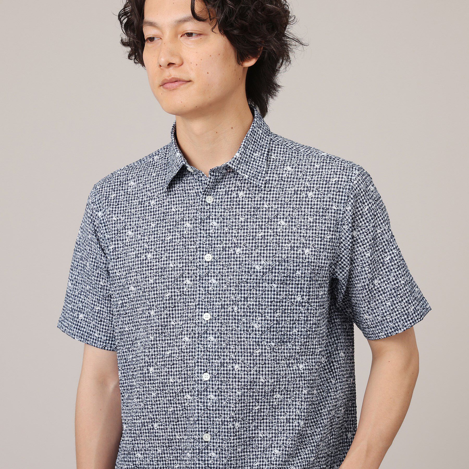 TAKEO KIKUCHI「【無地・チェック・ボタニカル柄】リップル シャツ」|シャツ・ブラウス|