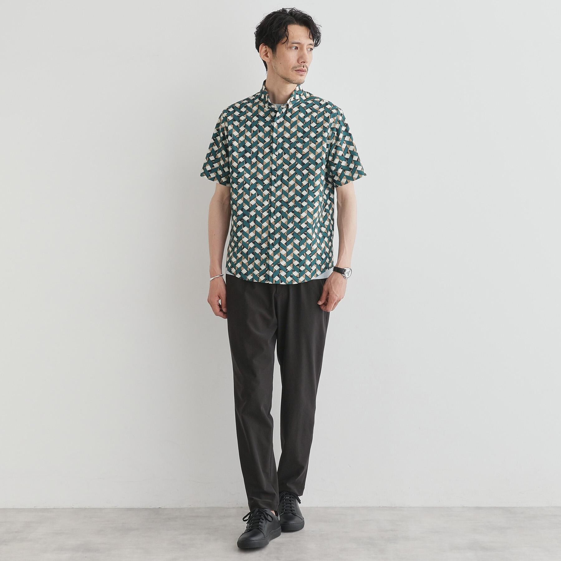 TAKEO KIKUCHI「【COOL CITY WEAR】籠目アート柄 サッカーシャツ /通気性」|シャツ・ブラウス|
