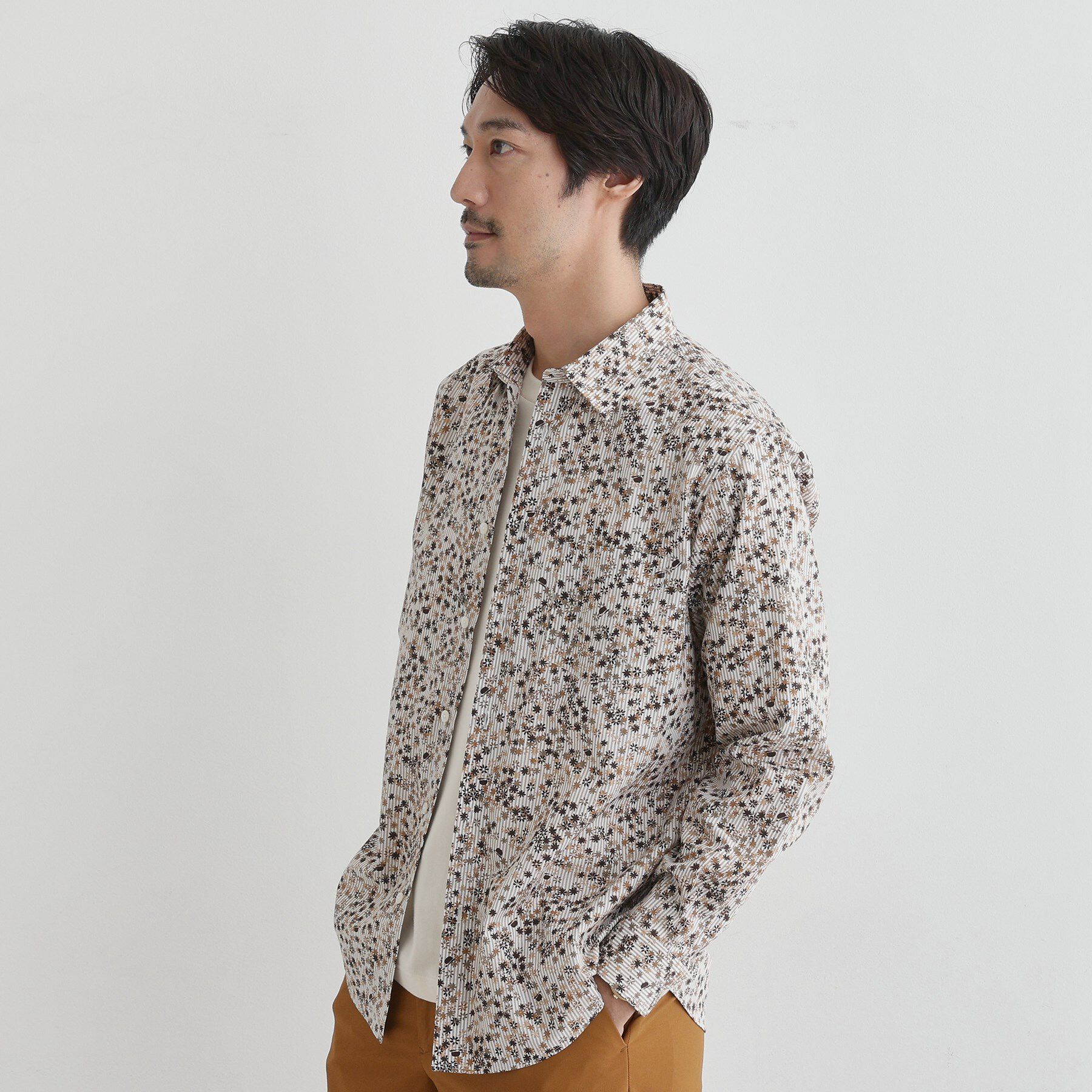 TAKEO KIKUCHI「ストライプ小花 長袖シャツ」|シャツ・ブラウス|