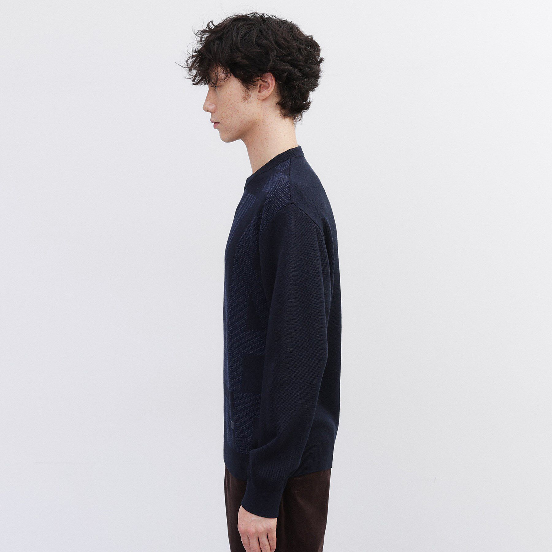 TAKEO KIKUCHI「【Made in JAPAN】ビッグチェック＆スライドパズル柄 ニット」|ニット・セーター|