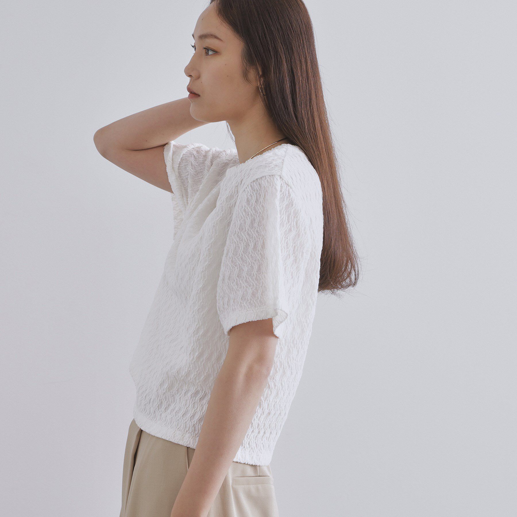 OPAQUE.CLIP「ふくれジャカードトップス【洗濯機洗い可】」|Tシャツ・カットソー|