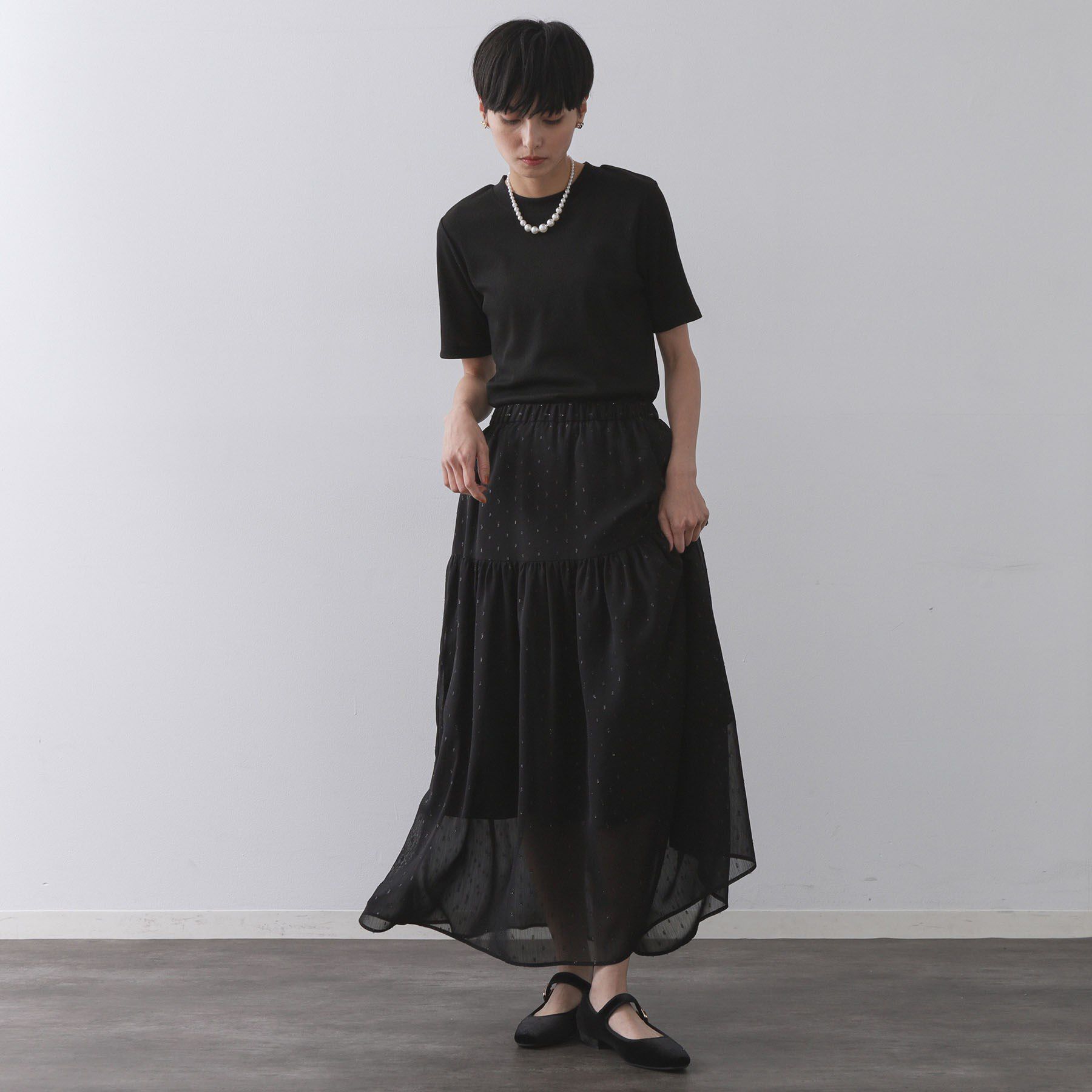 OPAQUE.CLIP「ラメリブカットソー【洗濯機洗い可】」|Tシャツ・カットソー|