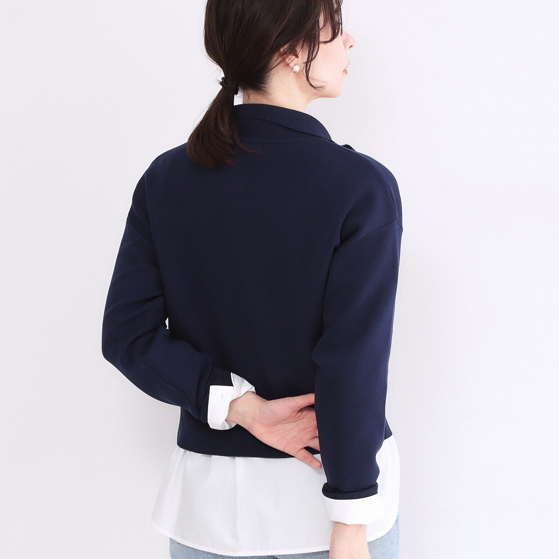 OPAQUE.CLIP「ハーフZIP刺繍ロゴニット【洗濯機OK】」|ニット・セーター|