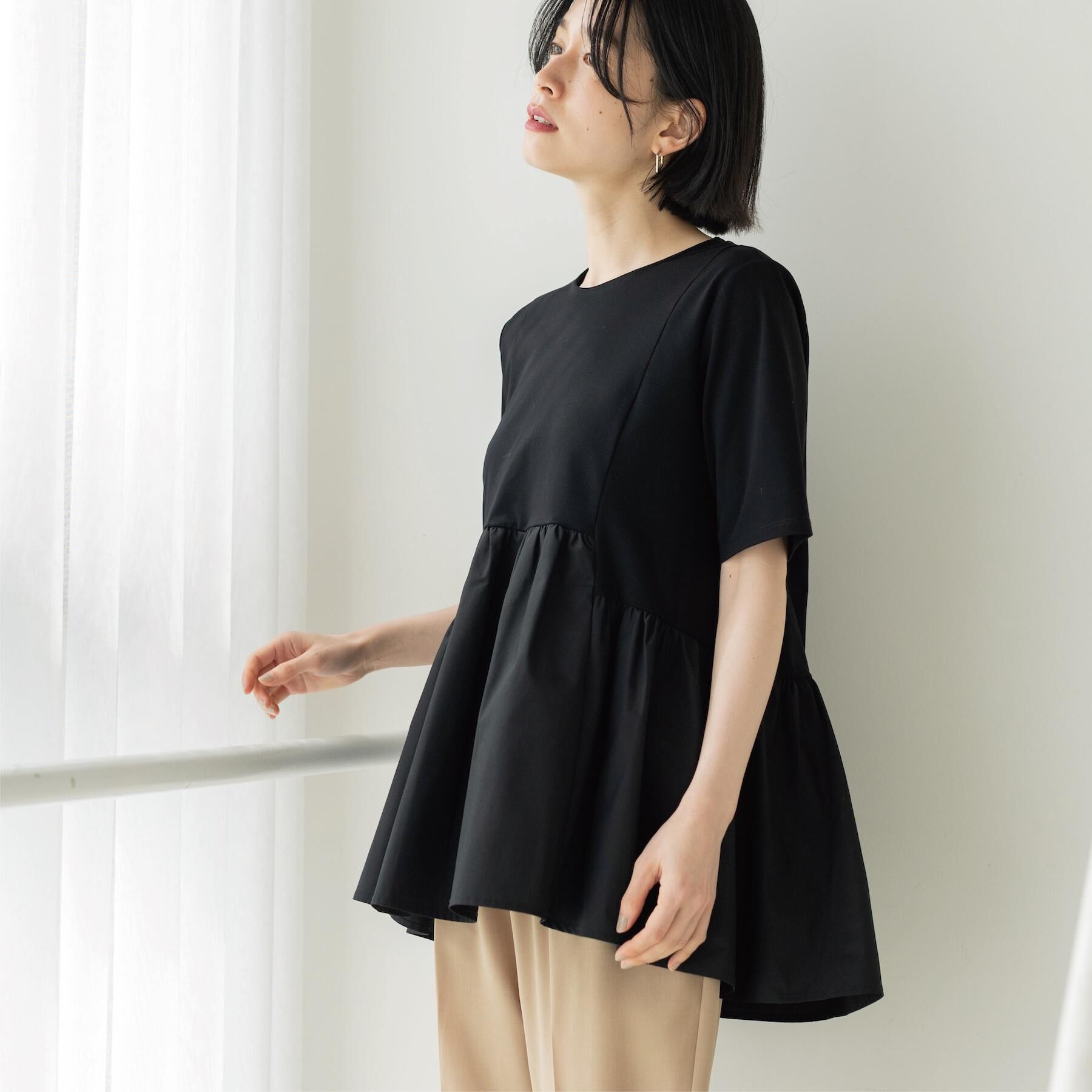 OPAQUE.CLIP「ペプラムドッキングカットソー【洗濯機OK】」|Tシャツ・カットソー|