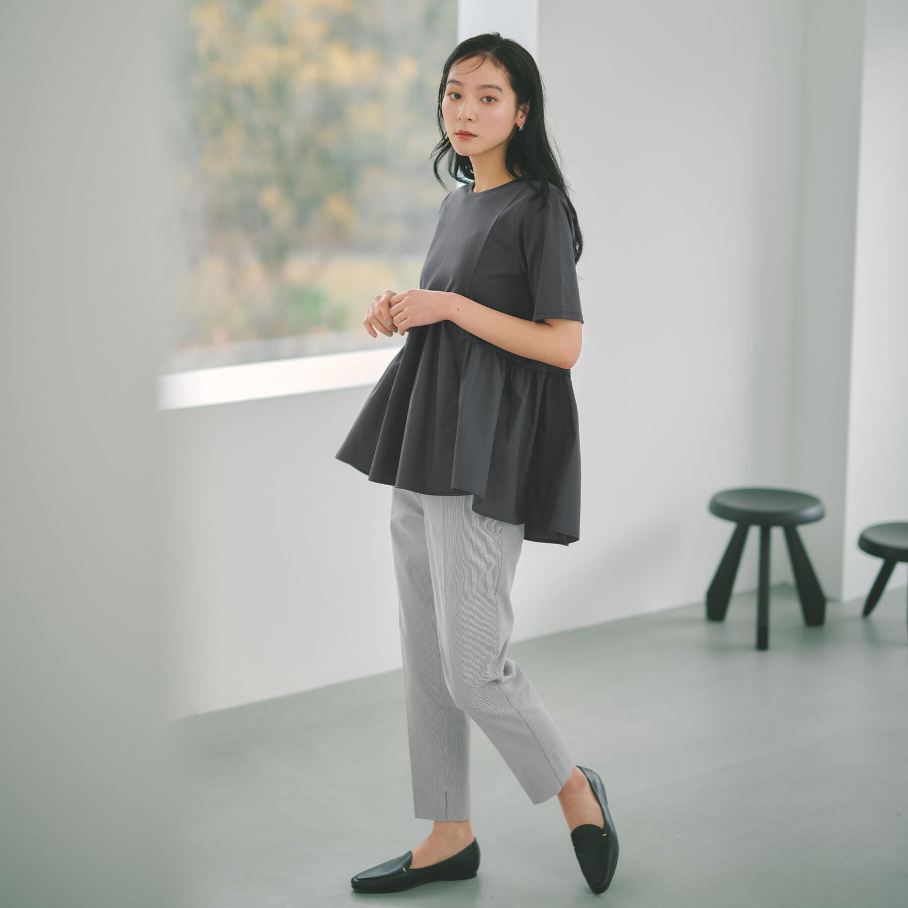 OPAQUE.CLIP「ペプラムドッキングカットソー【洗濯機OK】」|Tシャツ・カットソー|