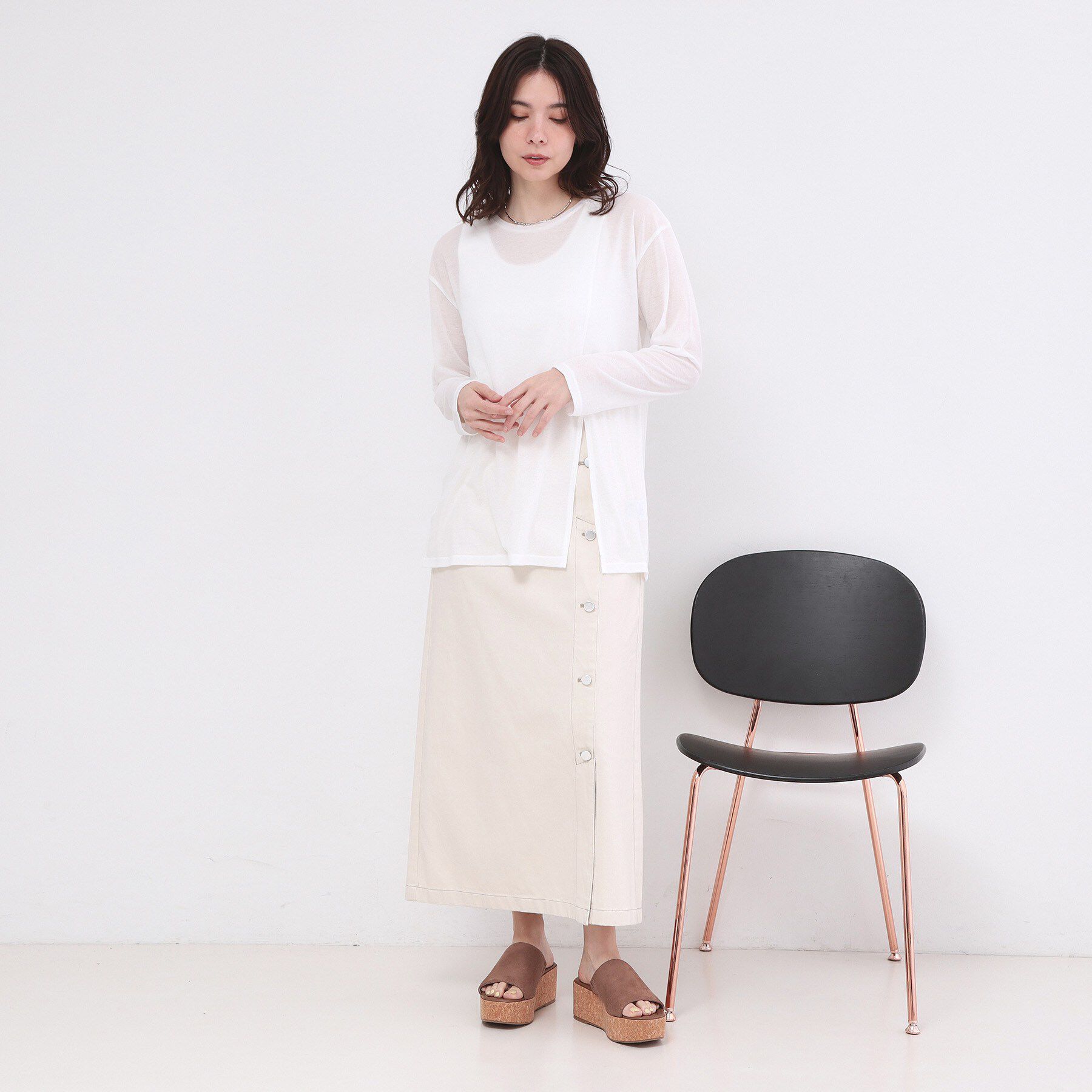OPAQUE.CLIP「シアースリットカットソー【洗濯機OK】」|Tシャツ・カットソー|