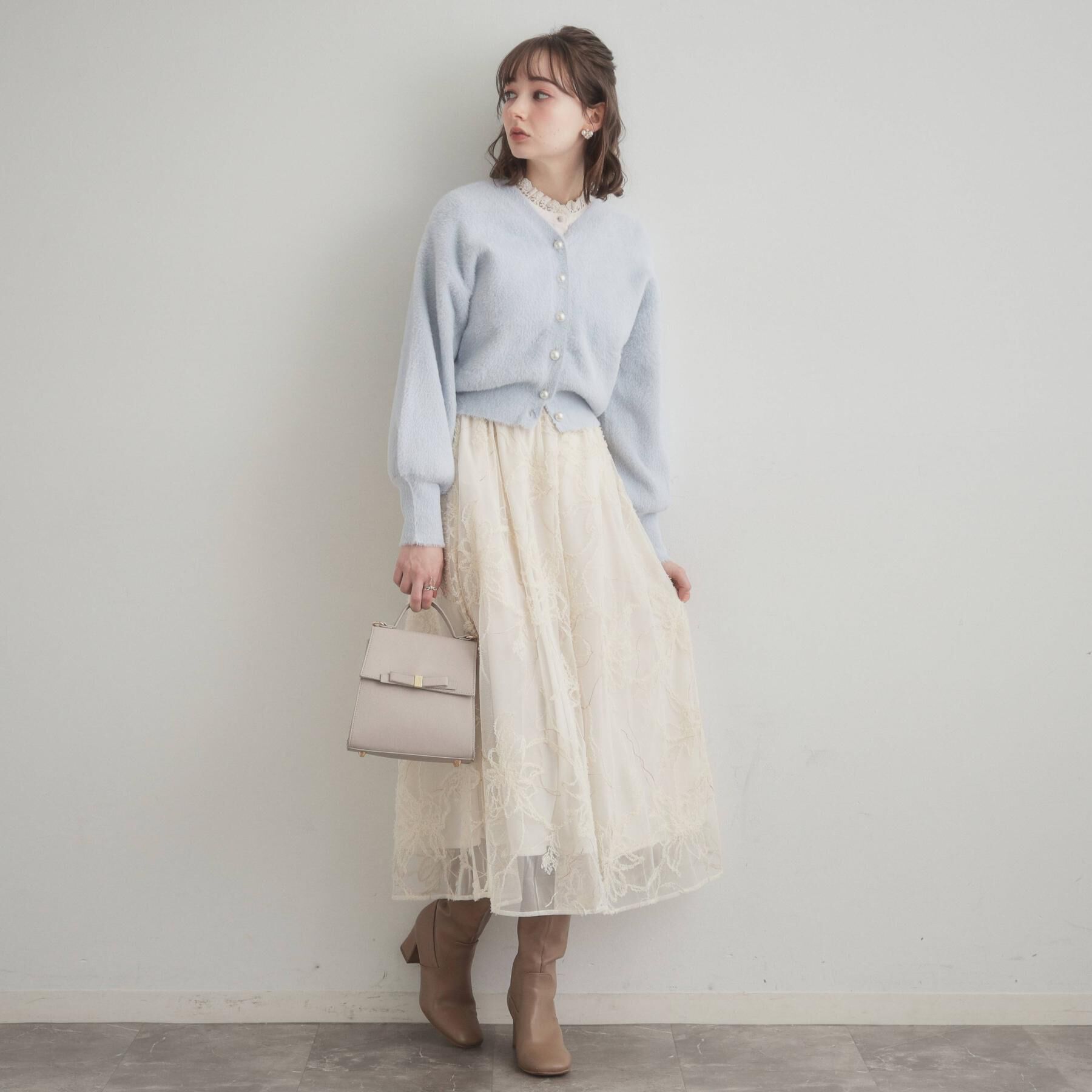 Couture broach「【前後2WAY】Springフェザーカーデトップス」|カーディガン|