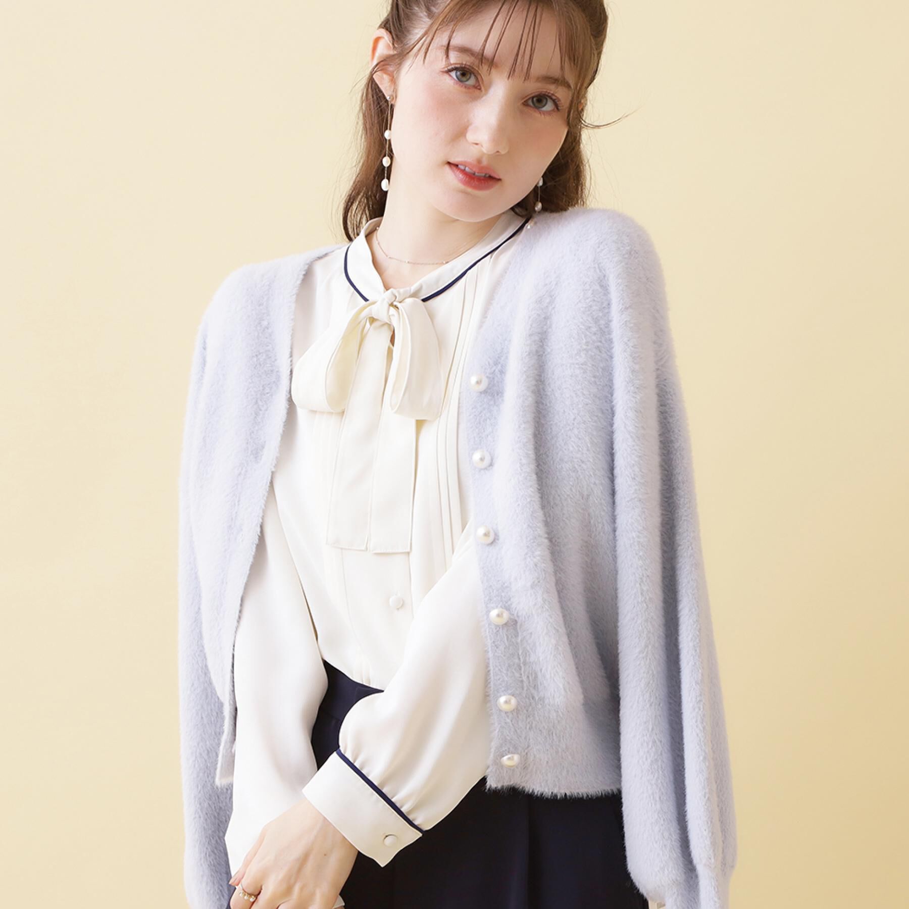 Couture broach「【前後2WAY】Springフェザーカーデトップス」|カーディガン|