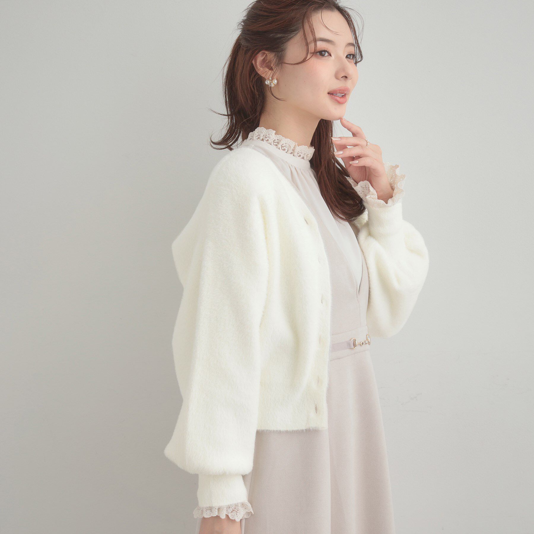Couture broach「【前後2WAY】Springフェザーカーデトップス」|カーディガン|