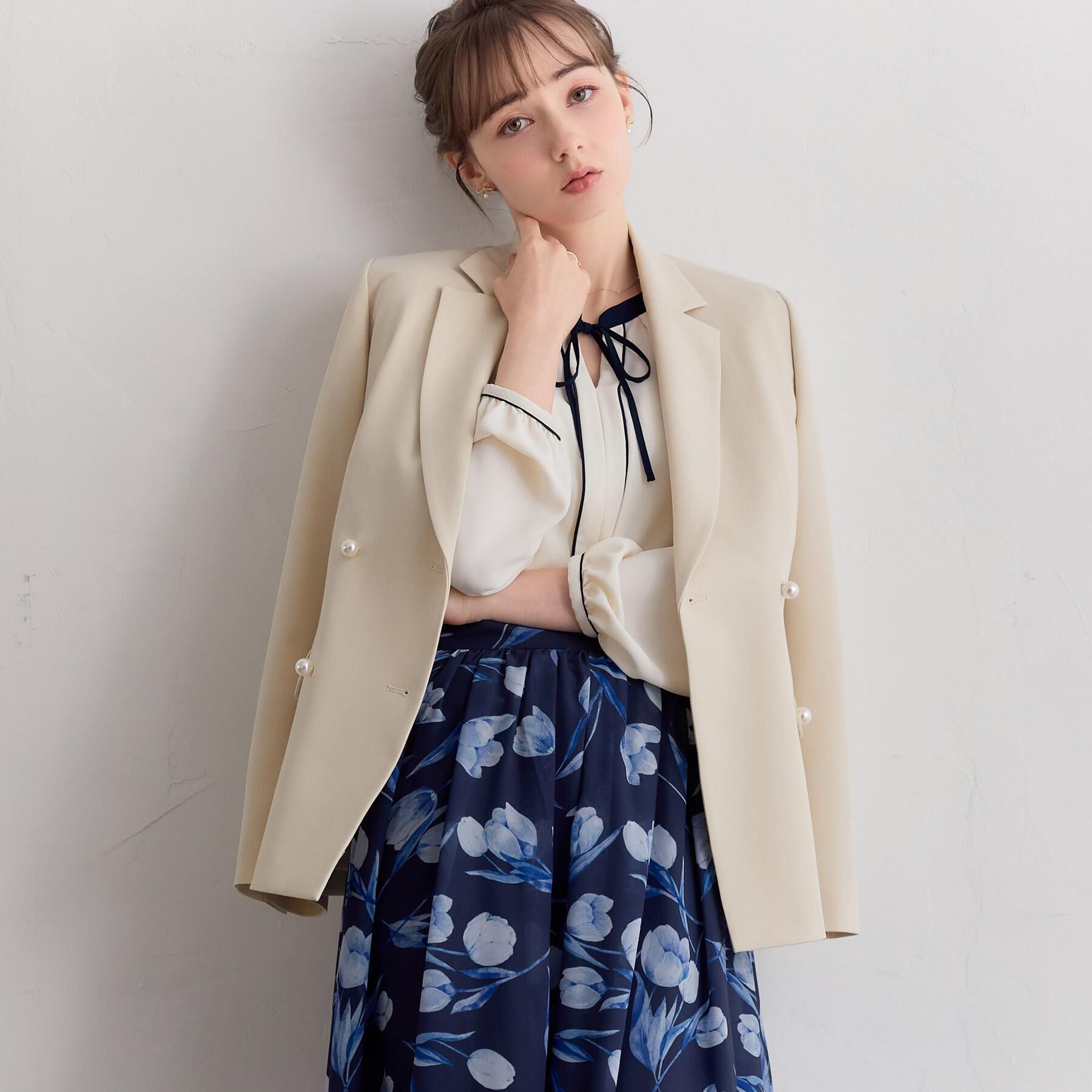 Couture broach「【洗える・通勤】パール調ボタン テーラードジャケット」|テーラードジャケット|