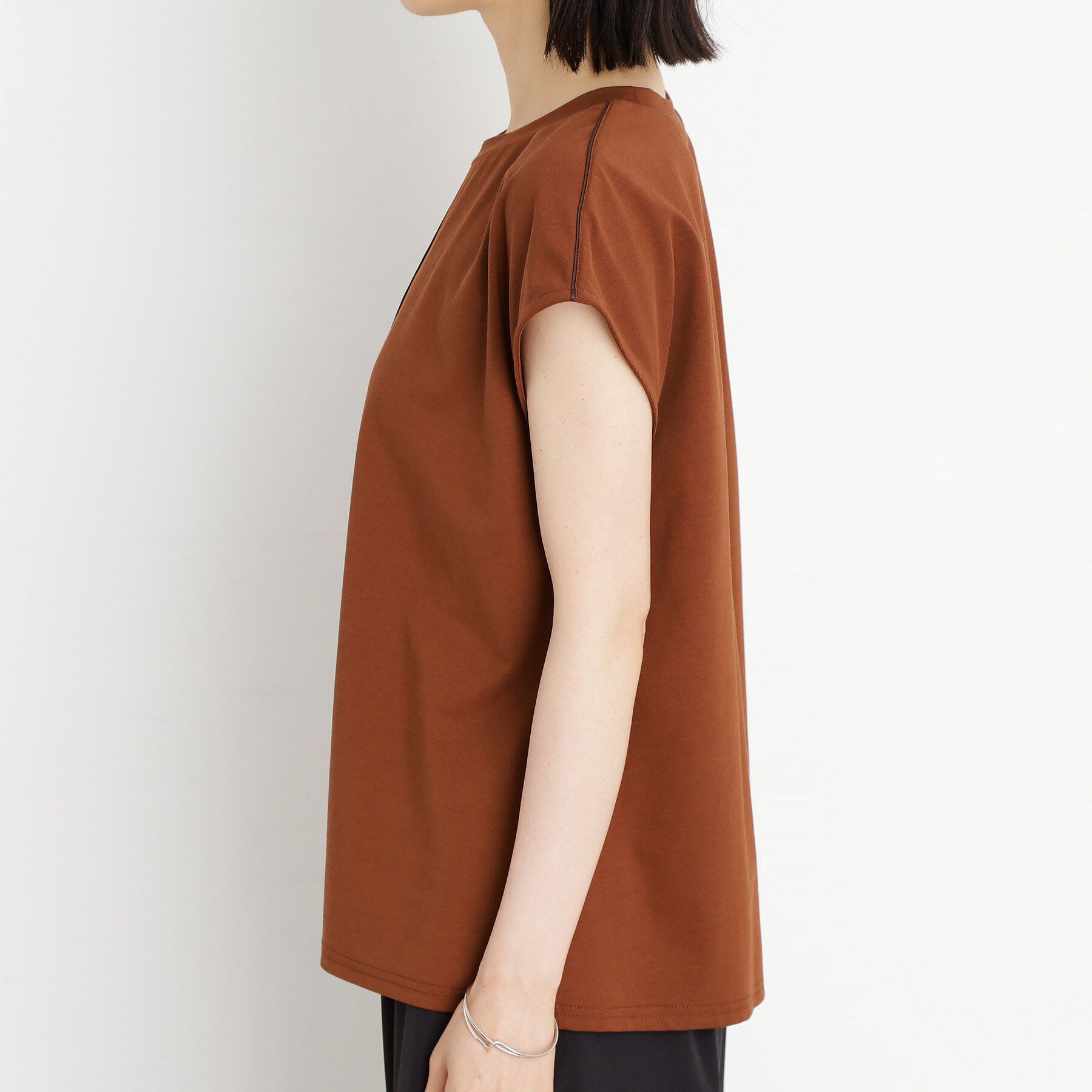 THE SHOP TK「合皮パイピングフレンチTシャツ【洗える】」|Tシャツ・カットソー|