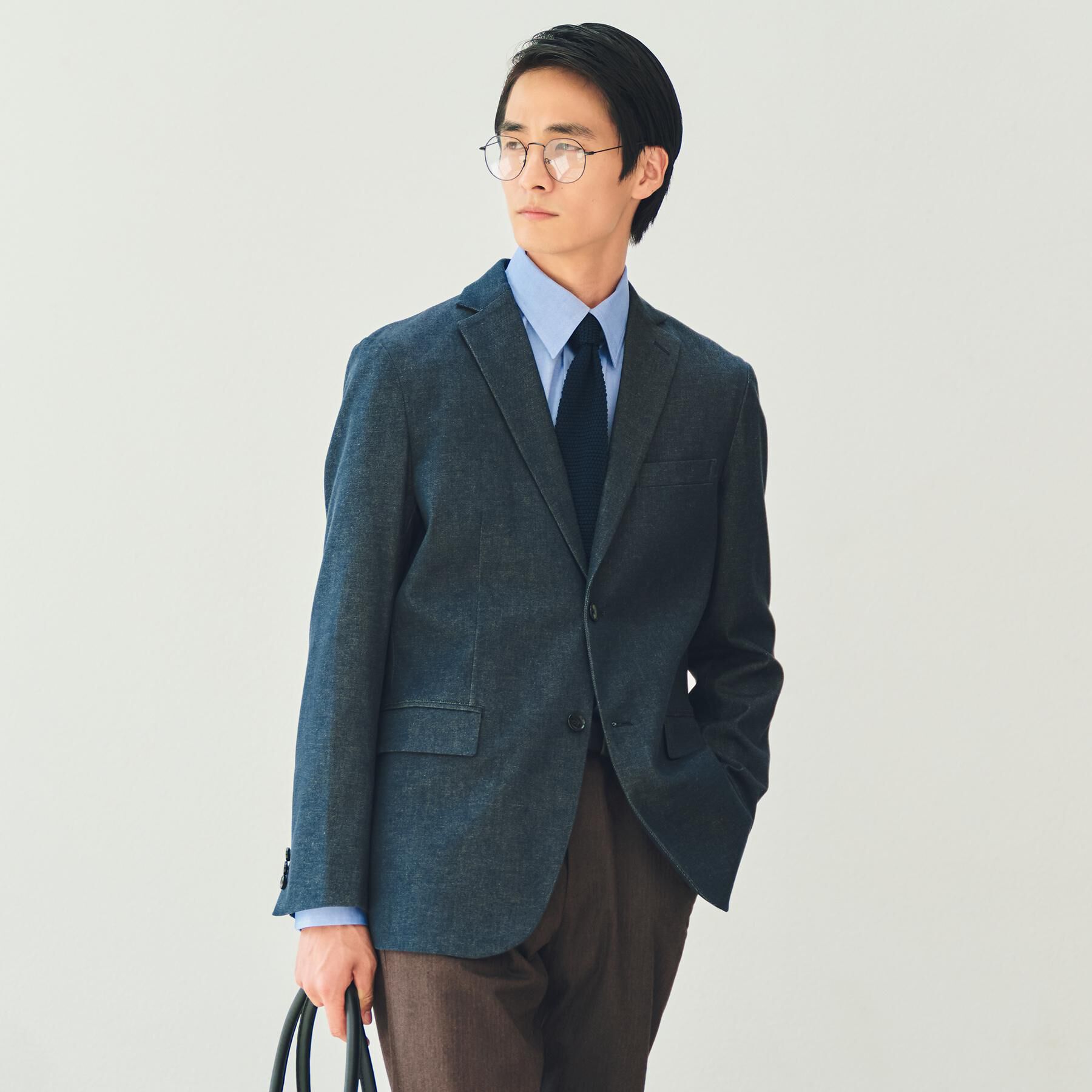 THE SHOP TK「エバーデニムジャケット【色落ちしにくい/洗濯機OK/ストレッチ/セットアップ可】」|テーラードジャケット|