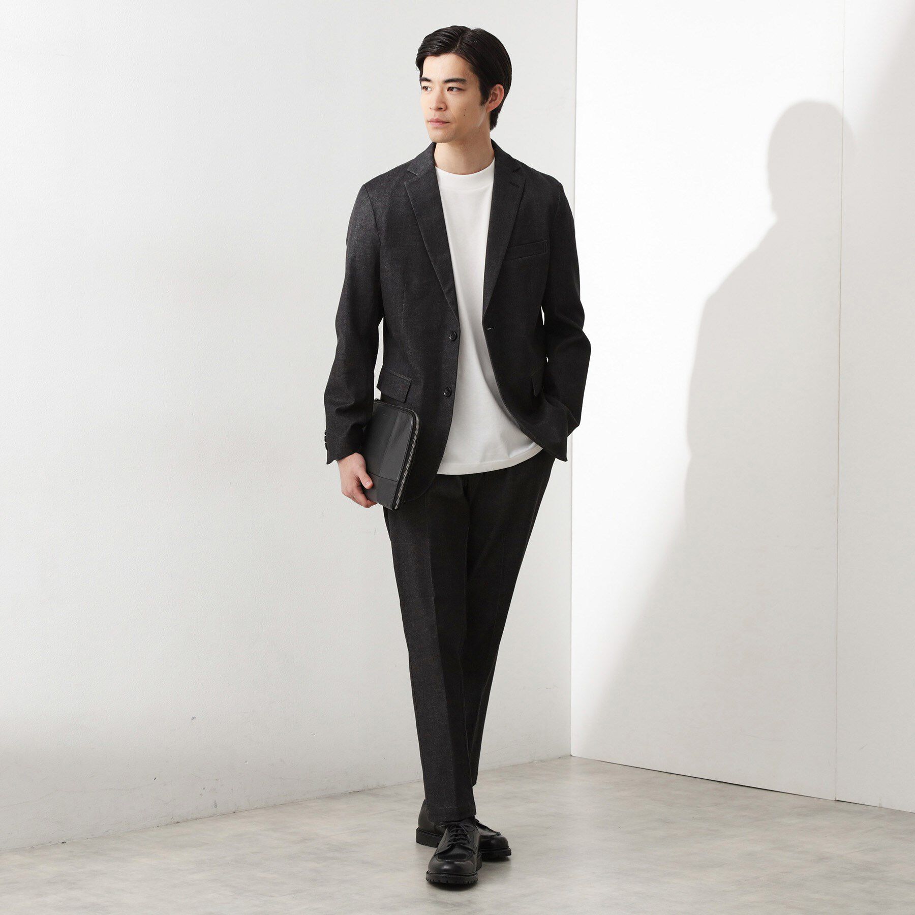 THE SHOP TK「エバーデニムジャケット【色落ちしにくい/洗濯機OK/ストレッチ/セットアップ可】」|テーラードジャケット|