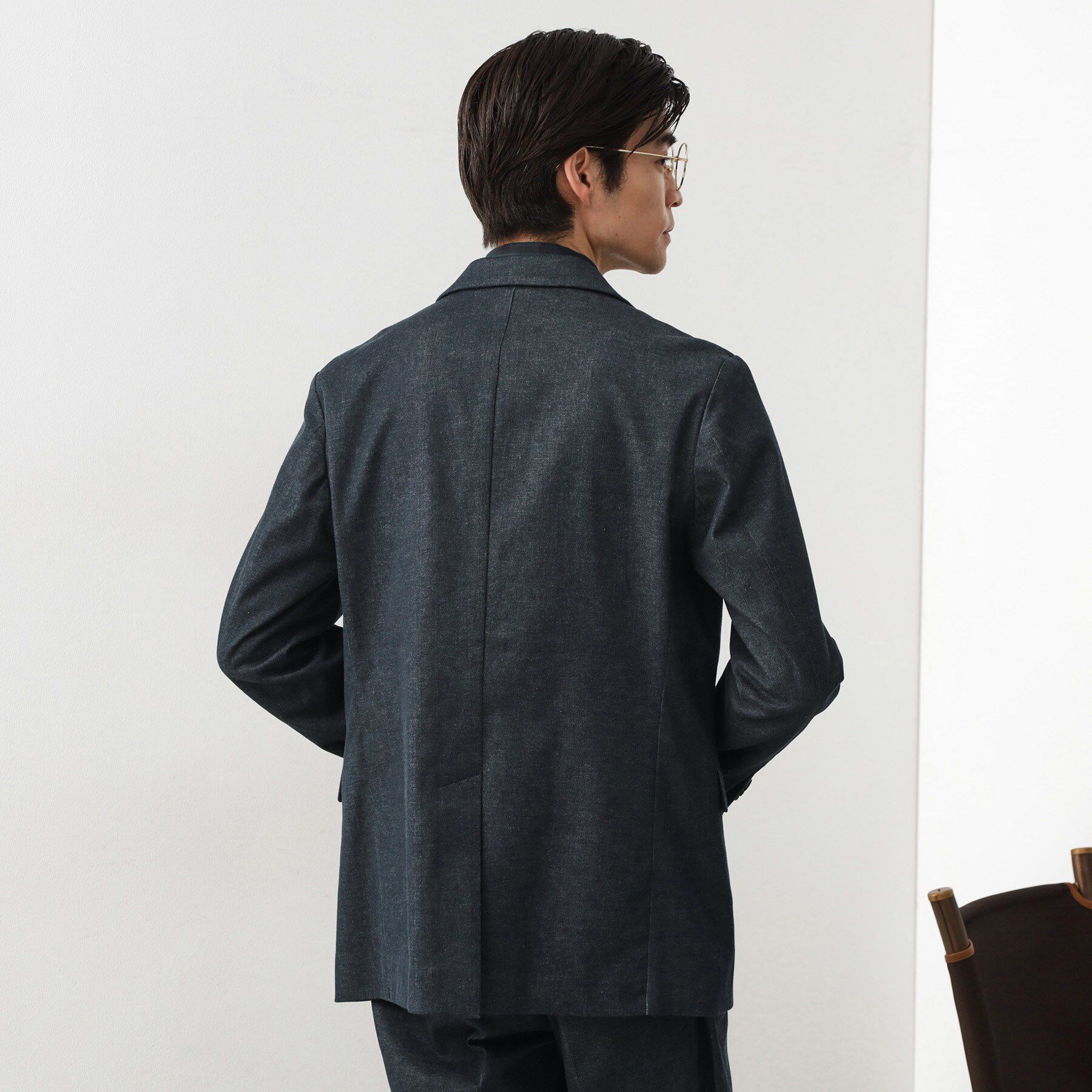 THE SHOP TK「エバーデニムジャケット【色落ちしにくい/洗濯機OK/ストレッチ/セットアップ可】」|テーラードジャケット|
