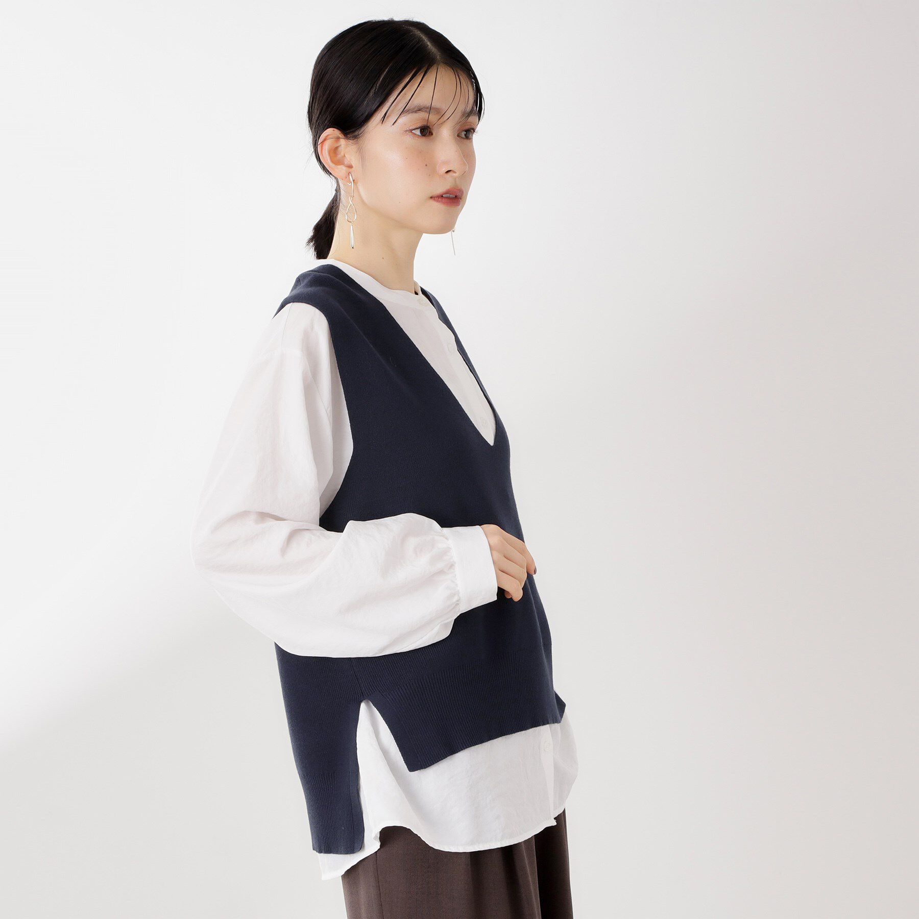 THE SHOP TK「【春まで着られる】ニットベスト＆ブラウスセット/洗濯機OK」|シャツ・ブラウス|