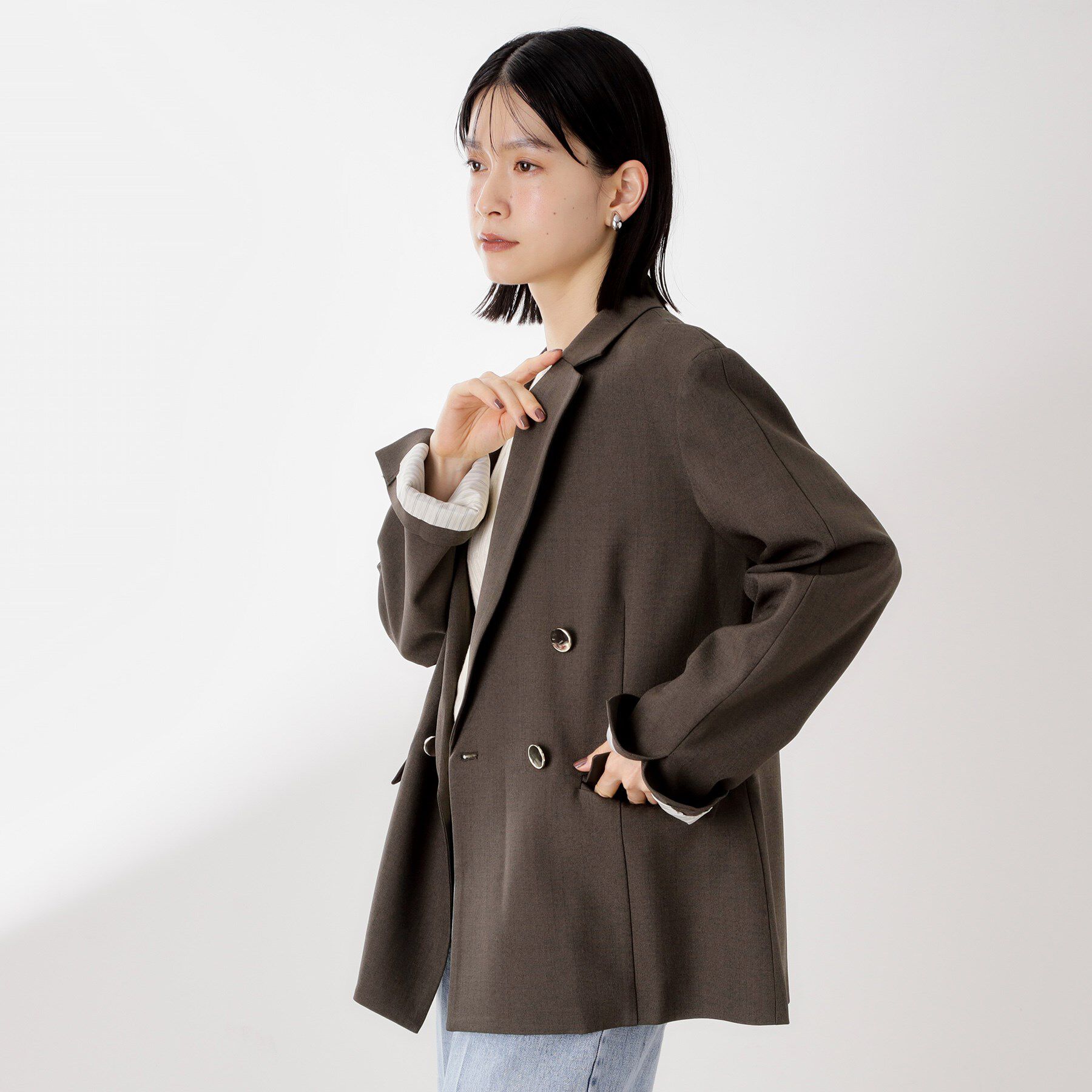 THE SHOP TK「【今羽織るなら】ダブルブレストジャケット【セットアップ可/洗える】」|テーラードジャケット|