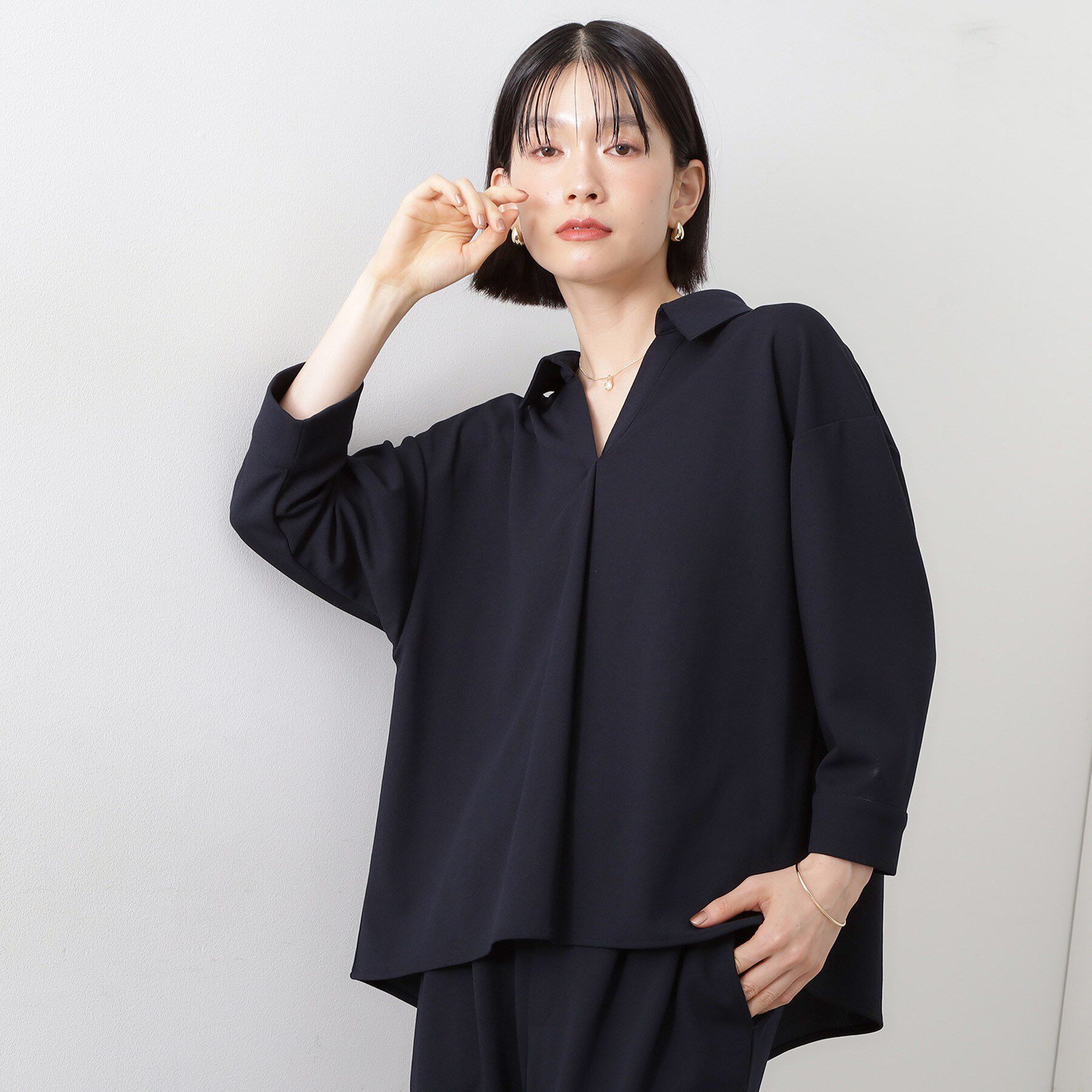 THE SHOP TK「【着るだけでコーディネートが決まる】スキッパーブラウス&パンツセット」|スーツ|