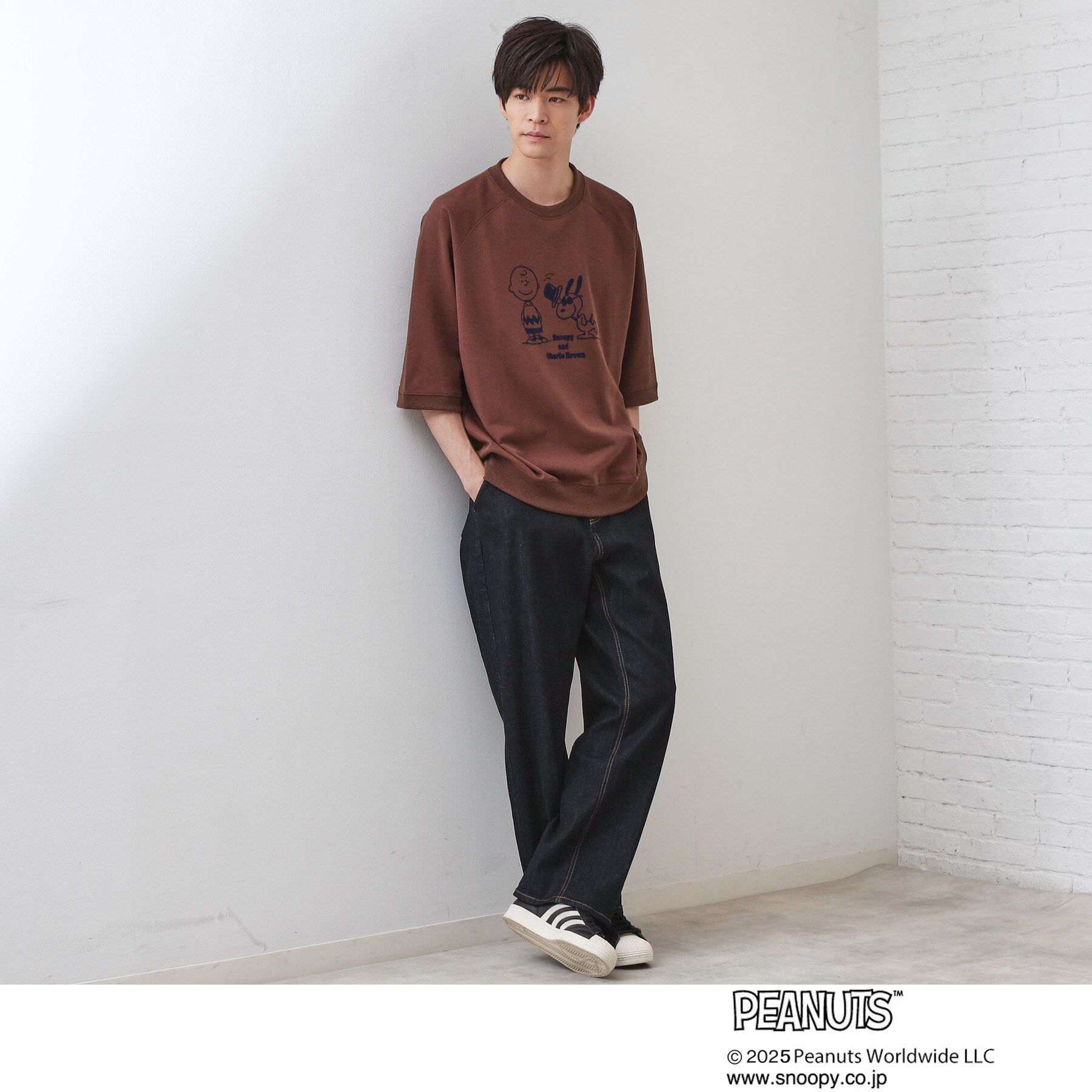 THE SHOP TK「Peanuts スヌーピー 6分袖裏毛スウェット」|Tシャツ・カットソー|