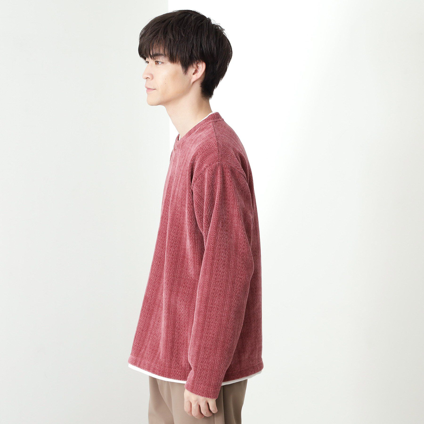 THE SHOP TK「【心地良い、滑らかさ】レイヤード風ケーブル ニットソー 【洗濯機OK】」|Tシャツ・カットソー|
