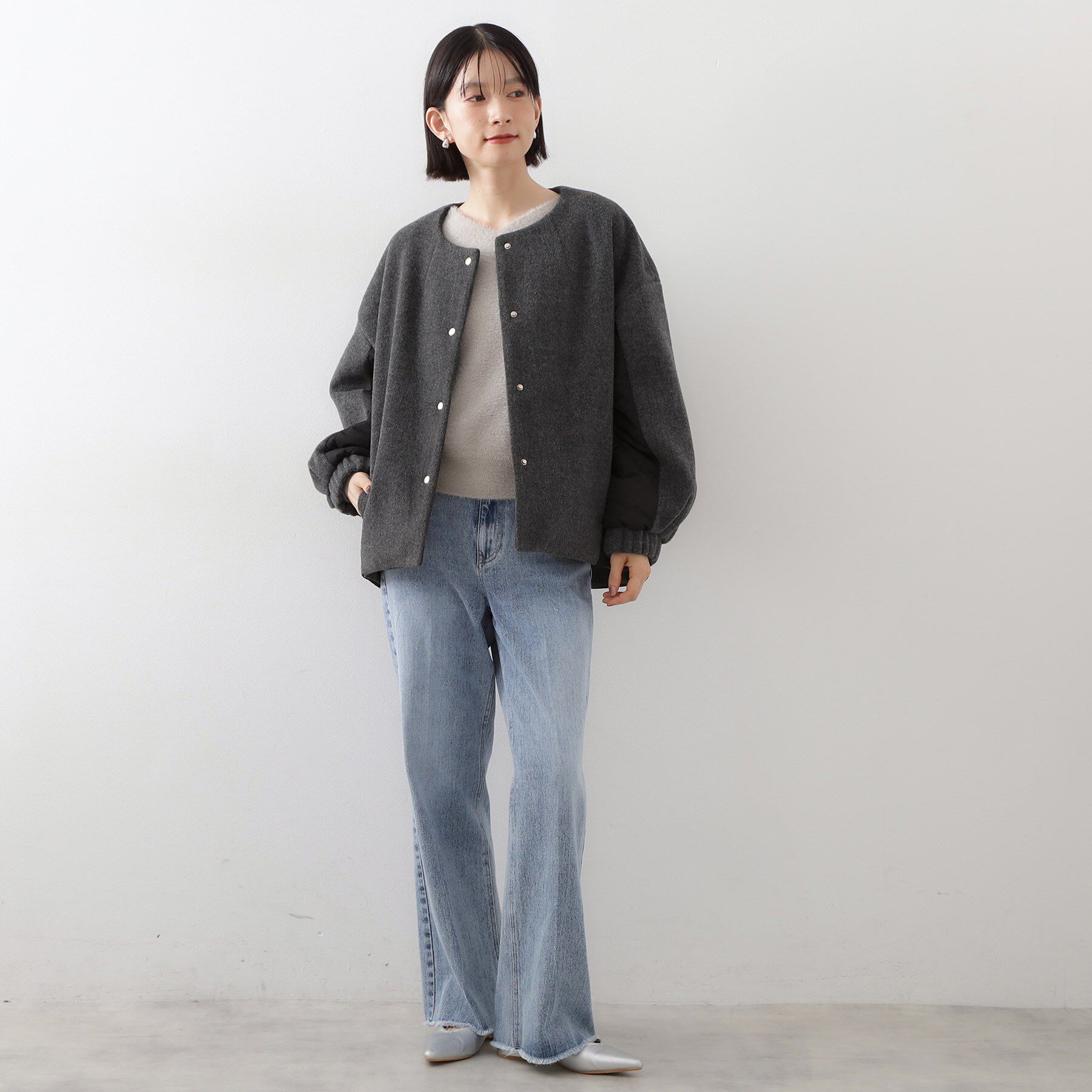 THE SHOP TK「前後で印象が変わる ドッキングノーカラージャケット」|ノーカラージャケット|
