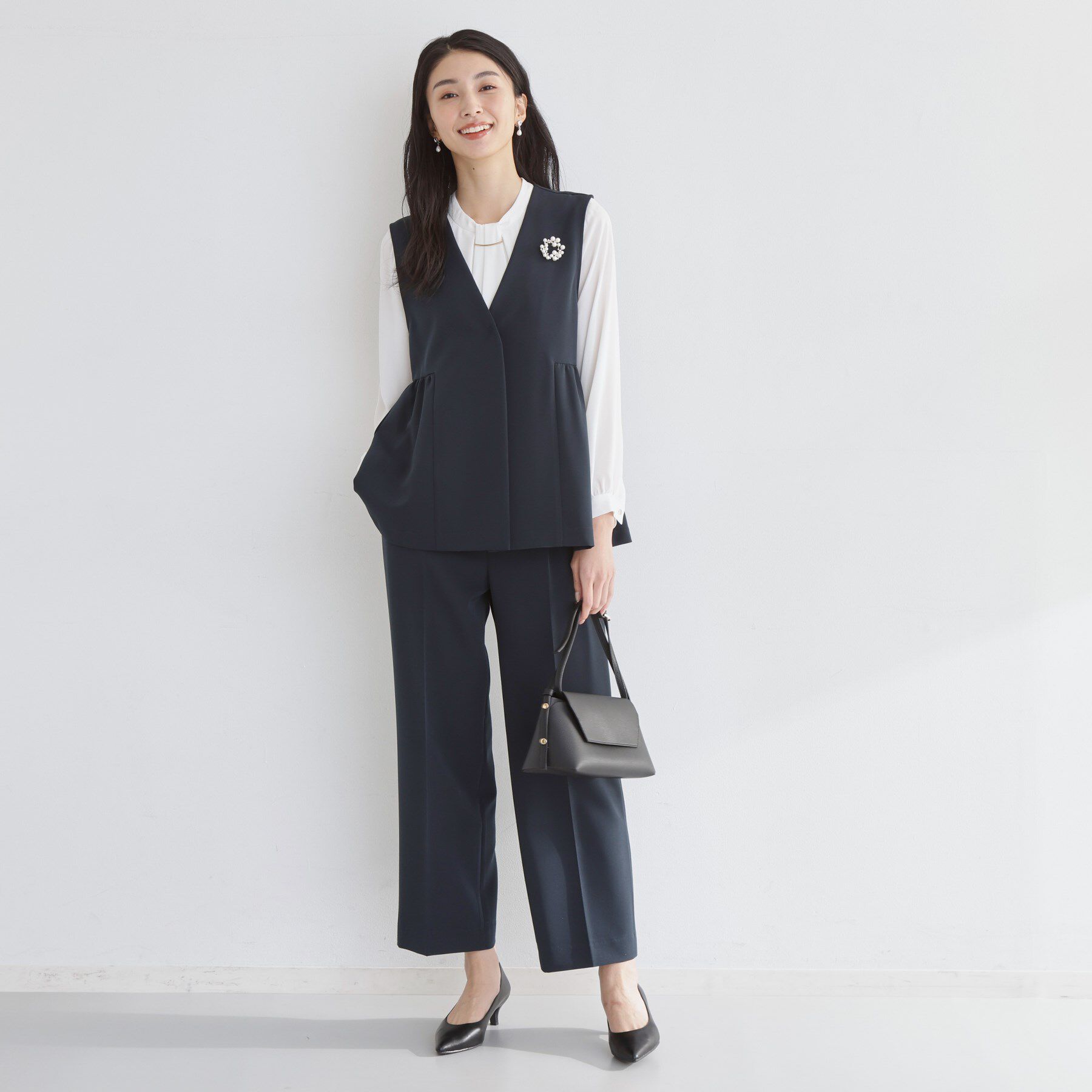 THE SHOP TK「【通勤スタイルに】ダブルクロスワイドパンツ/セットアップ可」|その他|