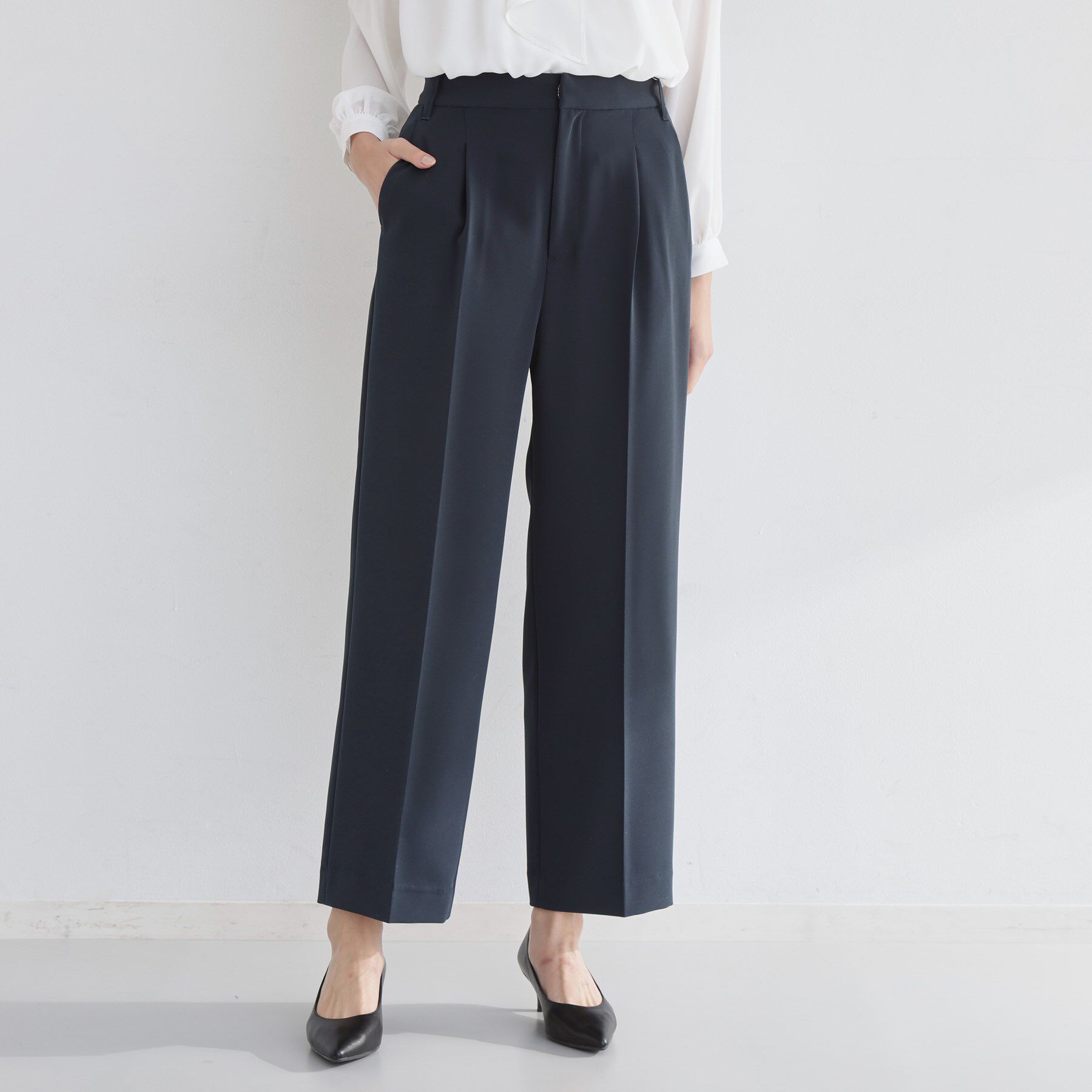 THE SHOP TK「【通勤スタイルに】ダブルクロスワイドパンツ/セットアップ可」|その他|