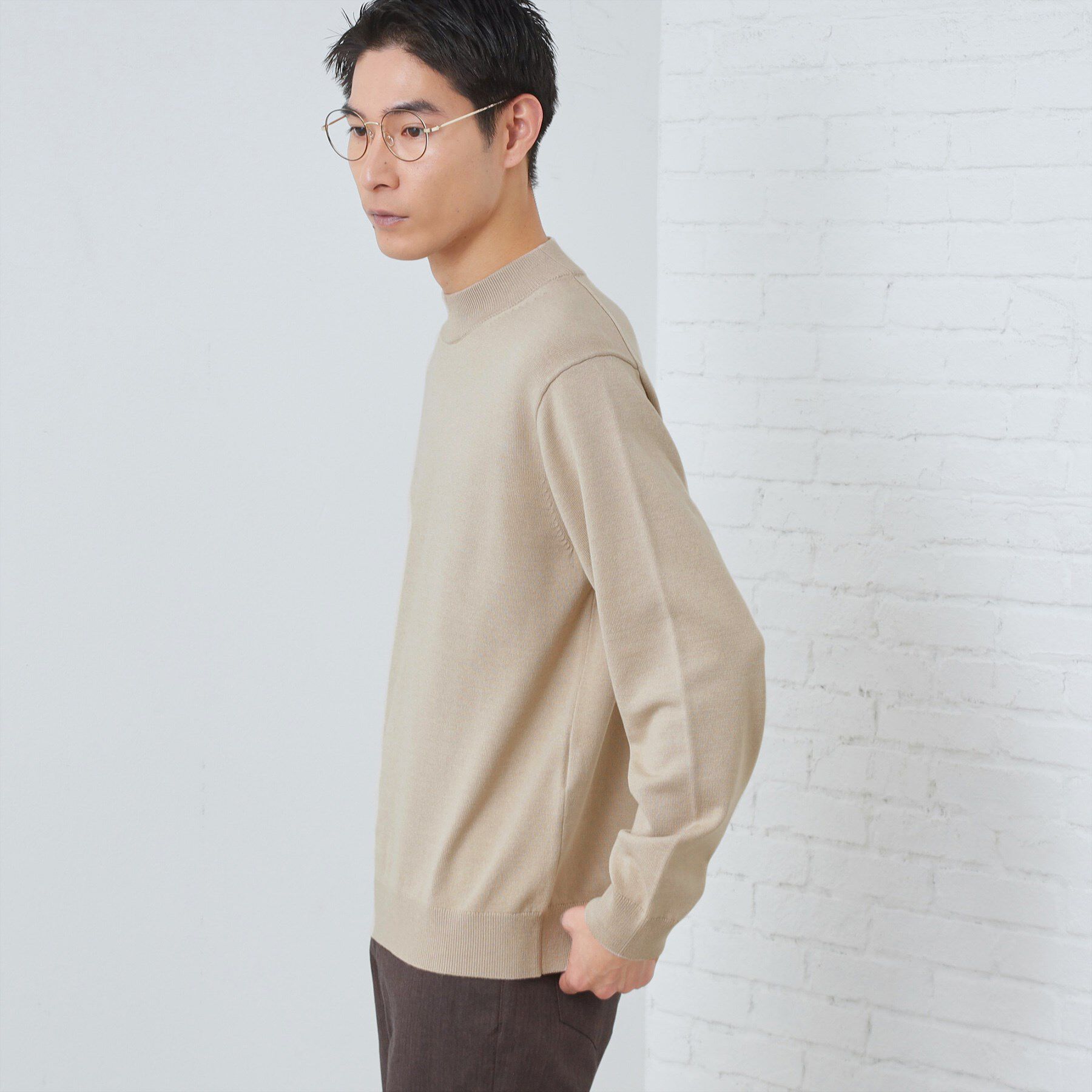 THE SHOP TK「【冬のビジネスシーンに最適】シルキーモックネックニット　洗濯機OK」|ニット・セーター|