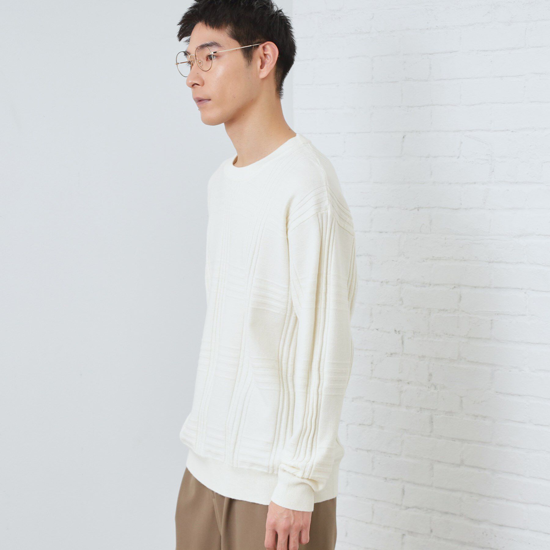 THE SHOP TK「【優しい肌触り】カシミヤタッチ チェックニット　洗濯機OK」|ニット・セーター|