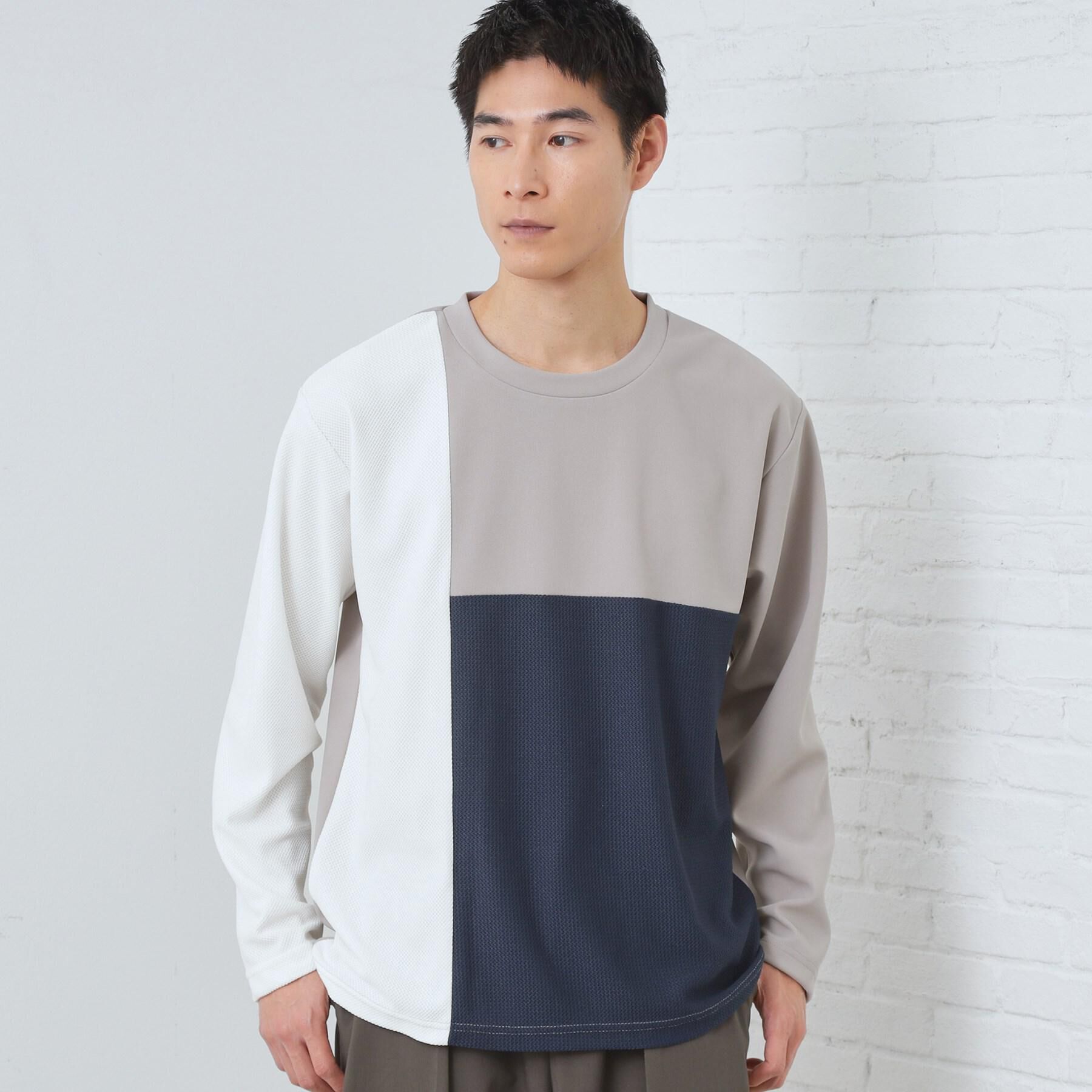 THE SHOP TK「【ちょうどいいカジュアル】パネルブロッキング長袖Tシャツ」|Tシャツ・カットソー|オフホワイト(503