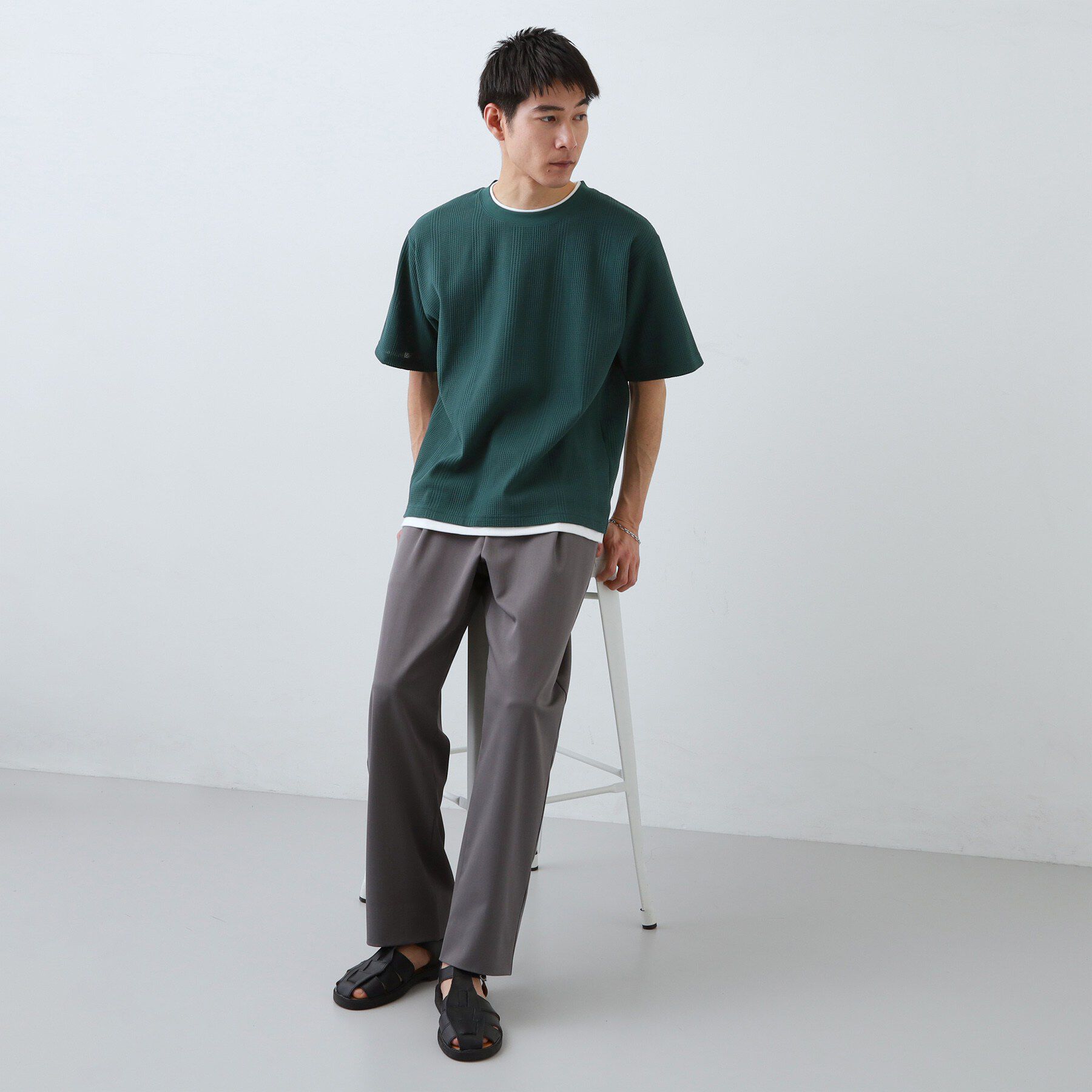 THE SHOP TK「【ラクして決まる！】レイヤード風半袖Tシャツ　洗濯機OK」|Tシャツ・カットソー|
