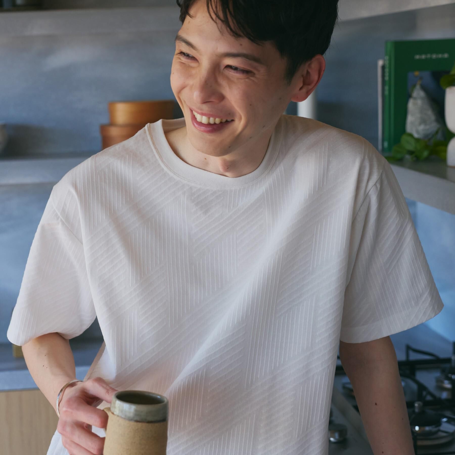 THE SHOP TK「【無地だと少し物足りないという方へ】ジオメトリック柄 半袖Tシャツ 洗濯機OK」|Tシャツ・カットソー|