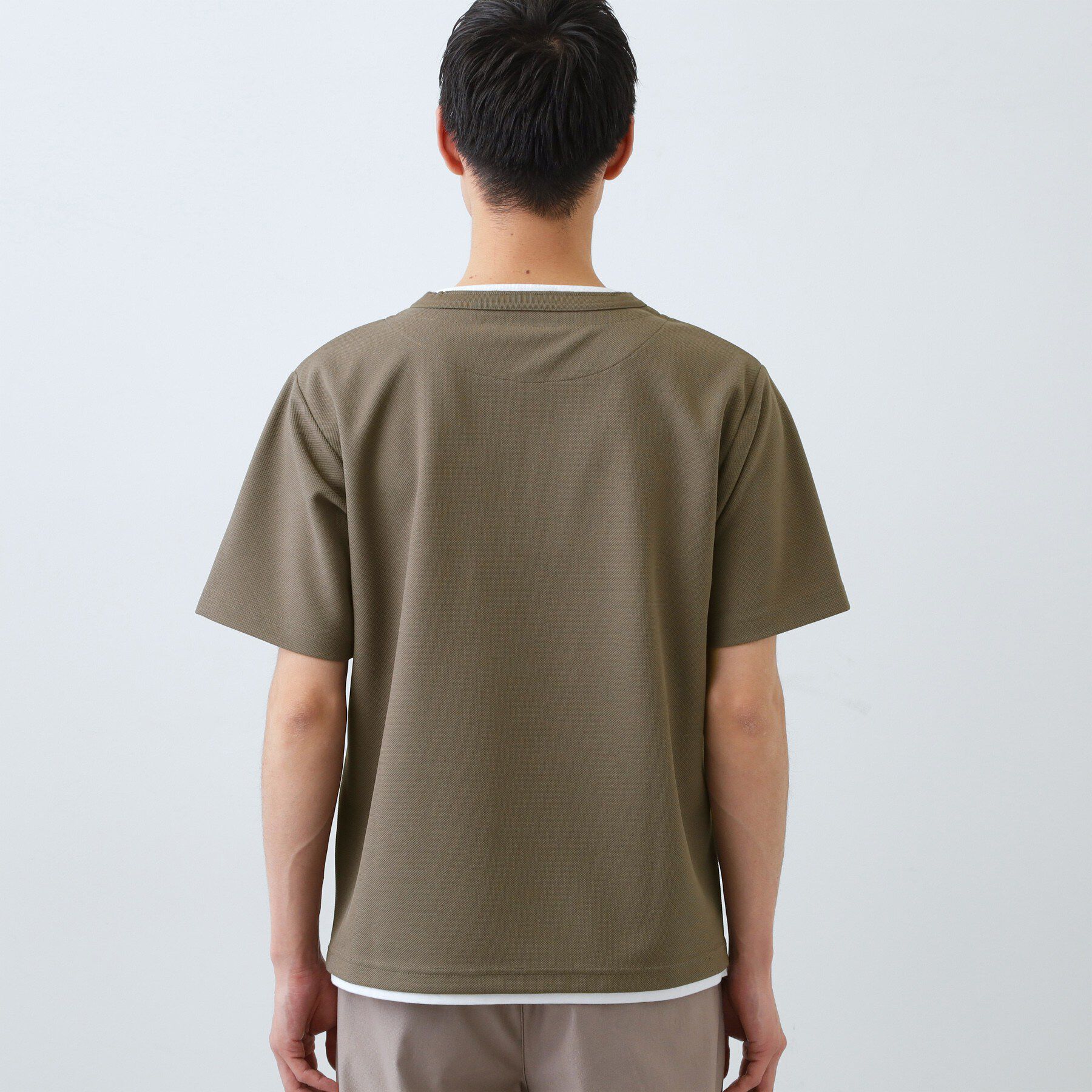 THE SHOP TK「【1枚でちゃんとして見える】ヘンリーネック レイヤード風 半袖Tシャツ 洗濯機OK」|Tシャツ・カットソー|