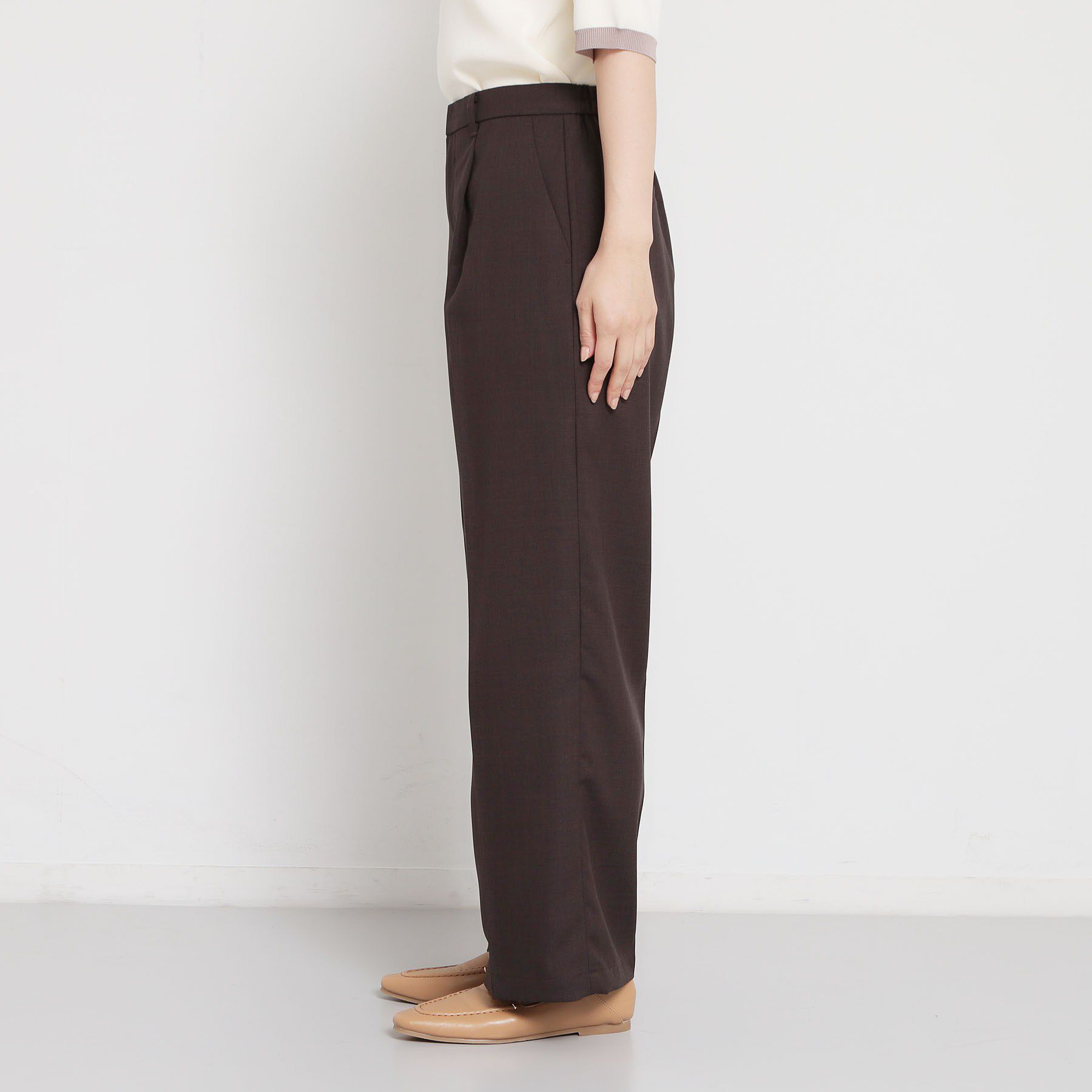 THE SHOP TK「【XS-XL/洗える】オン・オフ問わずきれいに決まる 麻調ワイドパンツ」|その他|