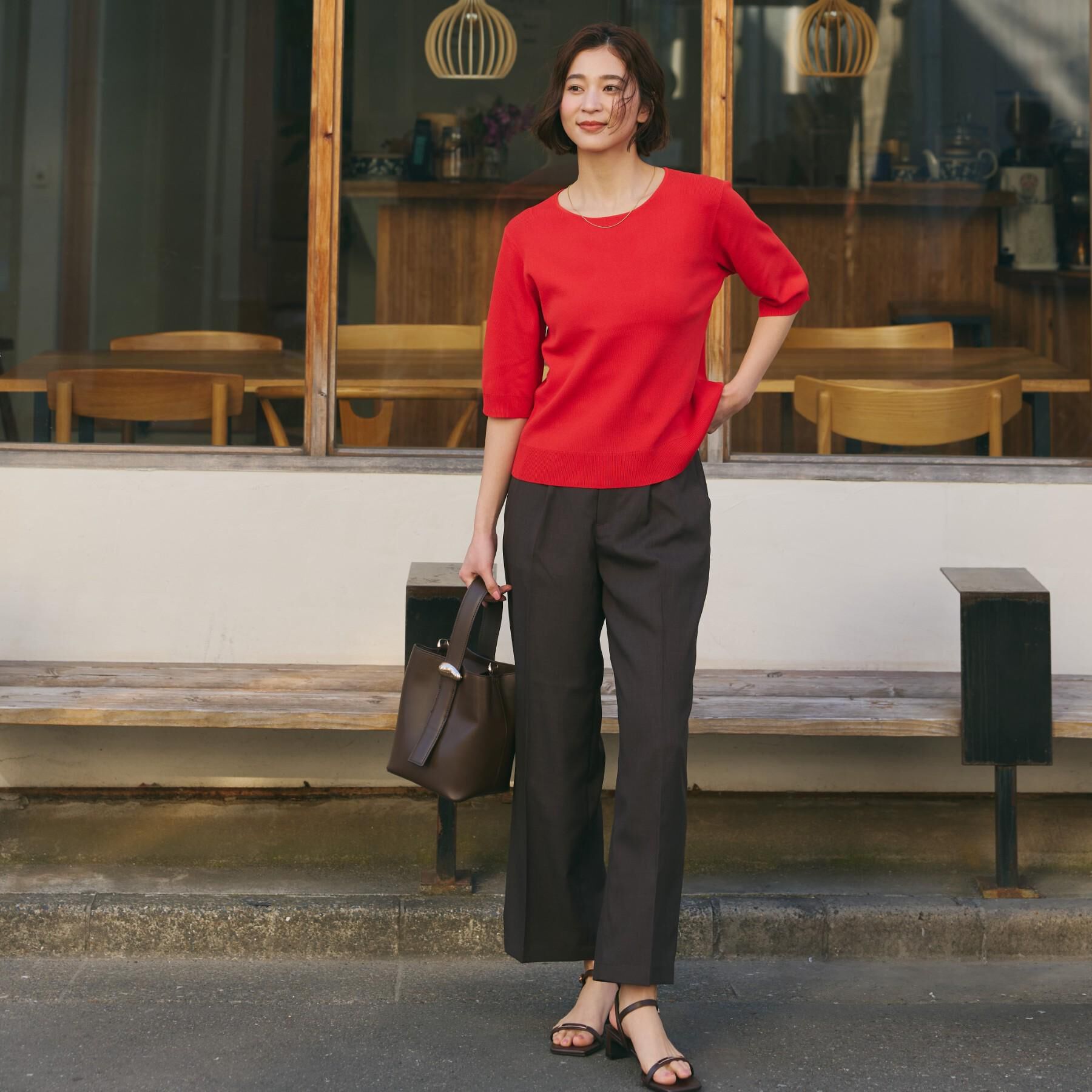 THE SHOP TK「【XS-XL/洗える】オン・オフ問わずきれいに決まる 麻調ワイドパンツ」|その他|