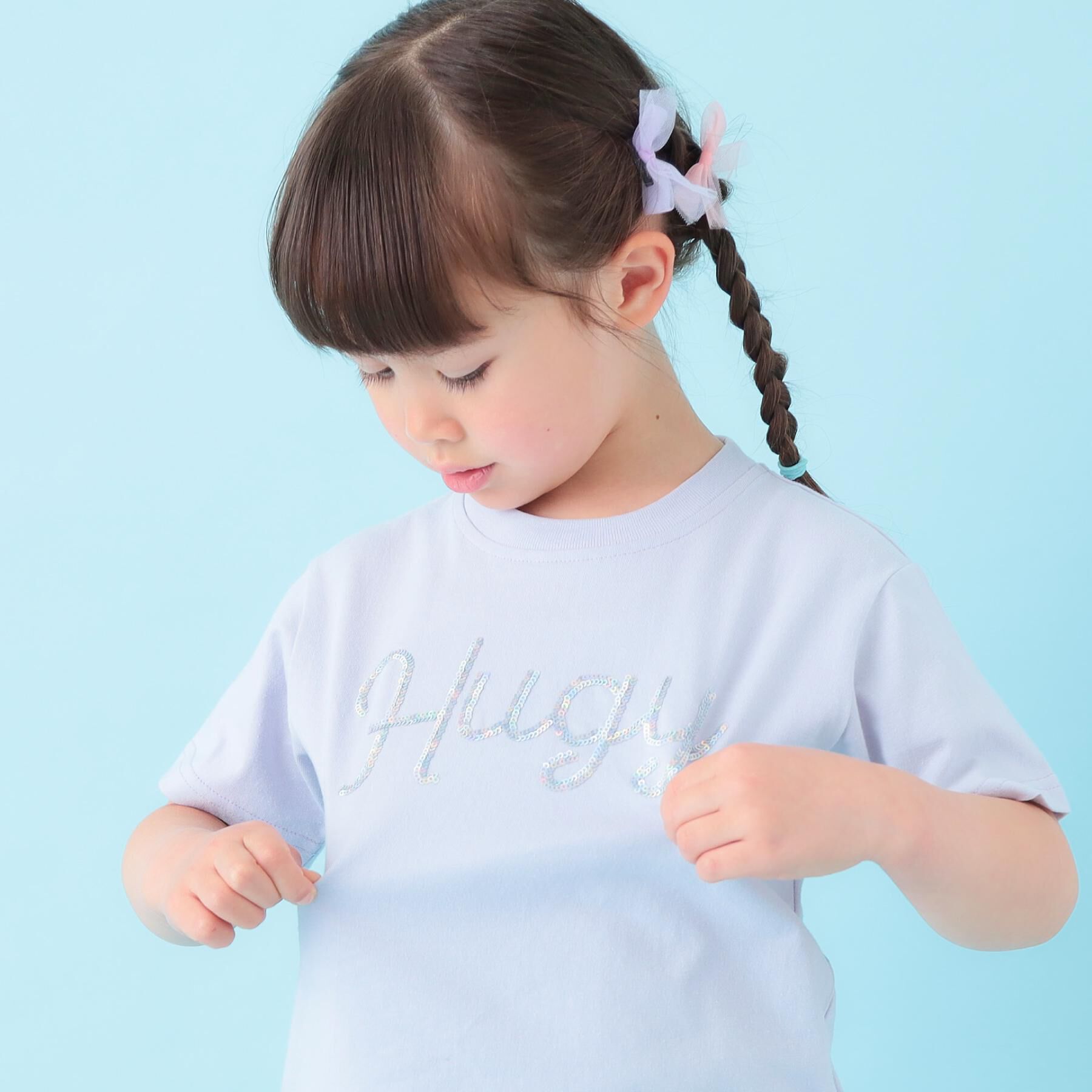 THE SHOP TK「天竺アソートプリント半袖Tシャツ 幾何学アート、スパンコール、飛行機」|Tシャツ・カットソー|ラベンダー(080)