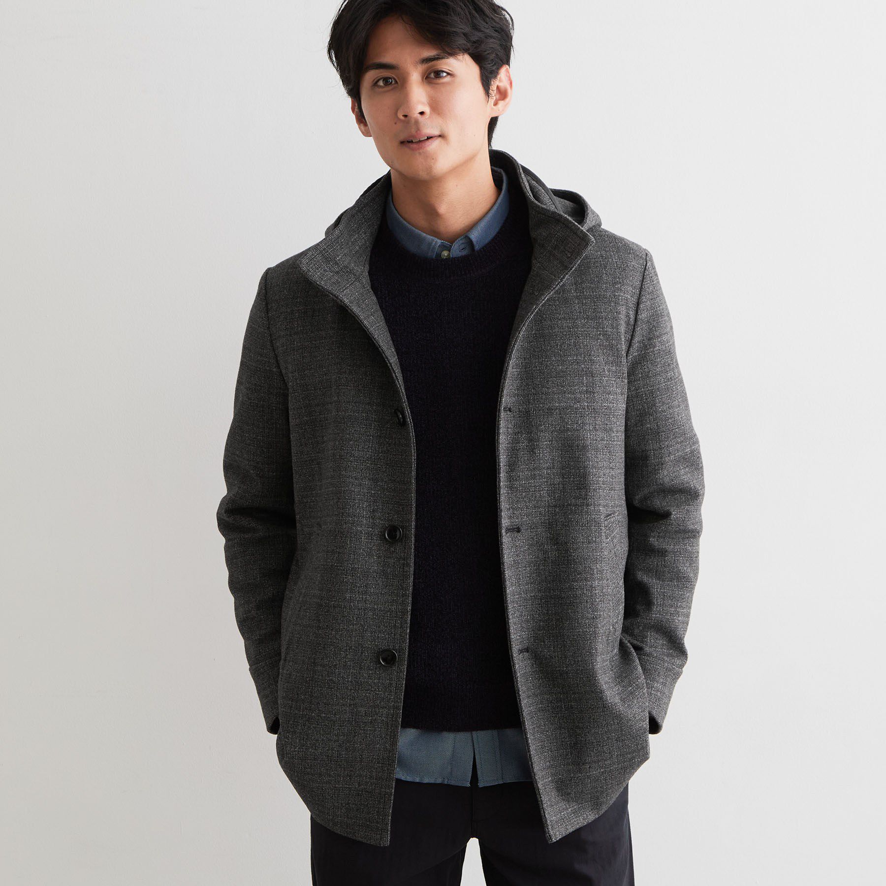 THE SHOP TK「【洗える／ビジネス兼用／2WAY】ウーリック スタンドカラーコート」|その他|チャコールグレー(2