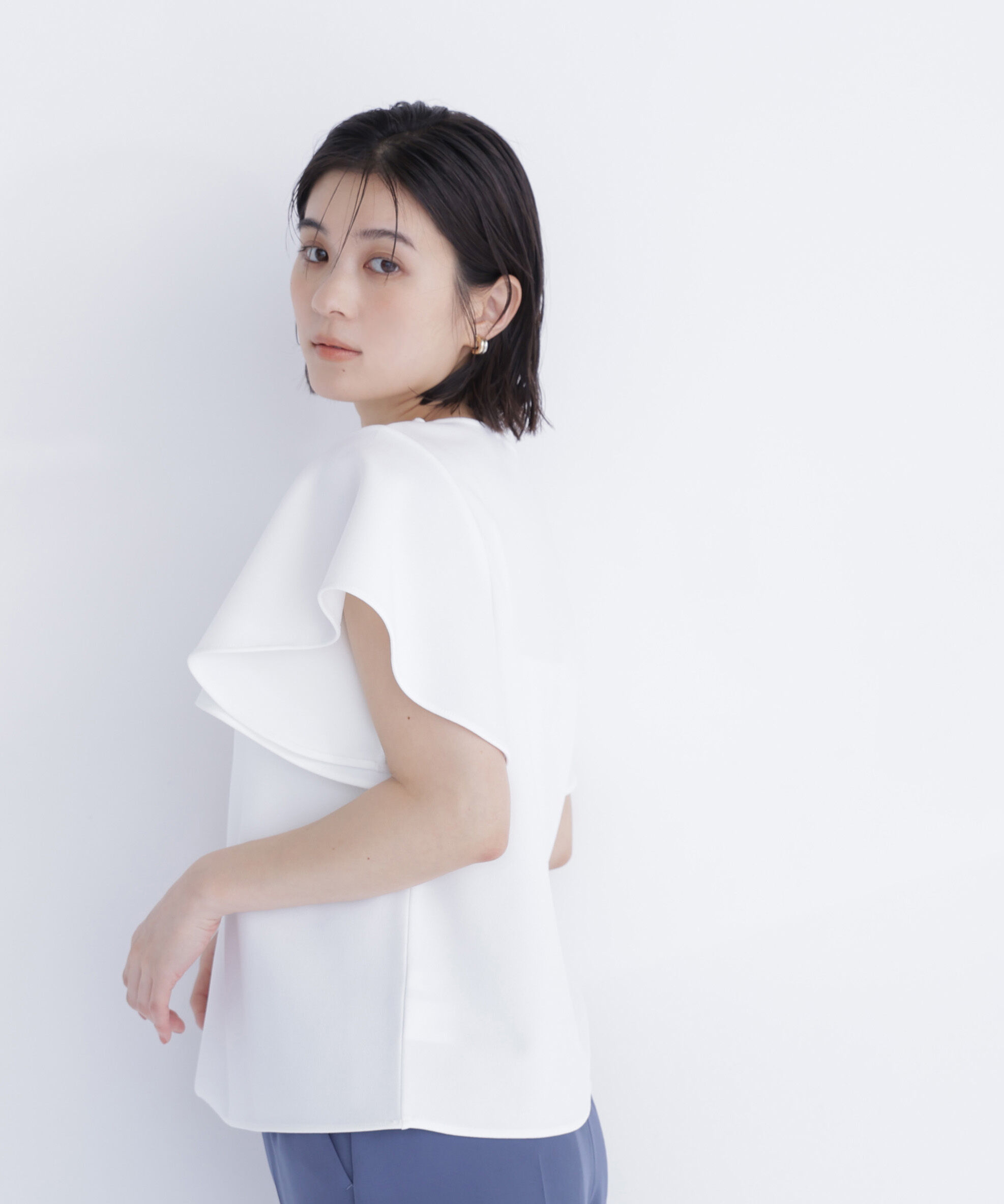  「カットジョーゼットトップス」|Tシャツ・カットソー|オフホワイト1