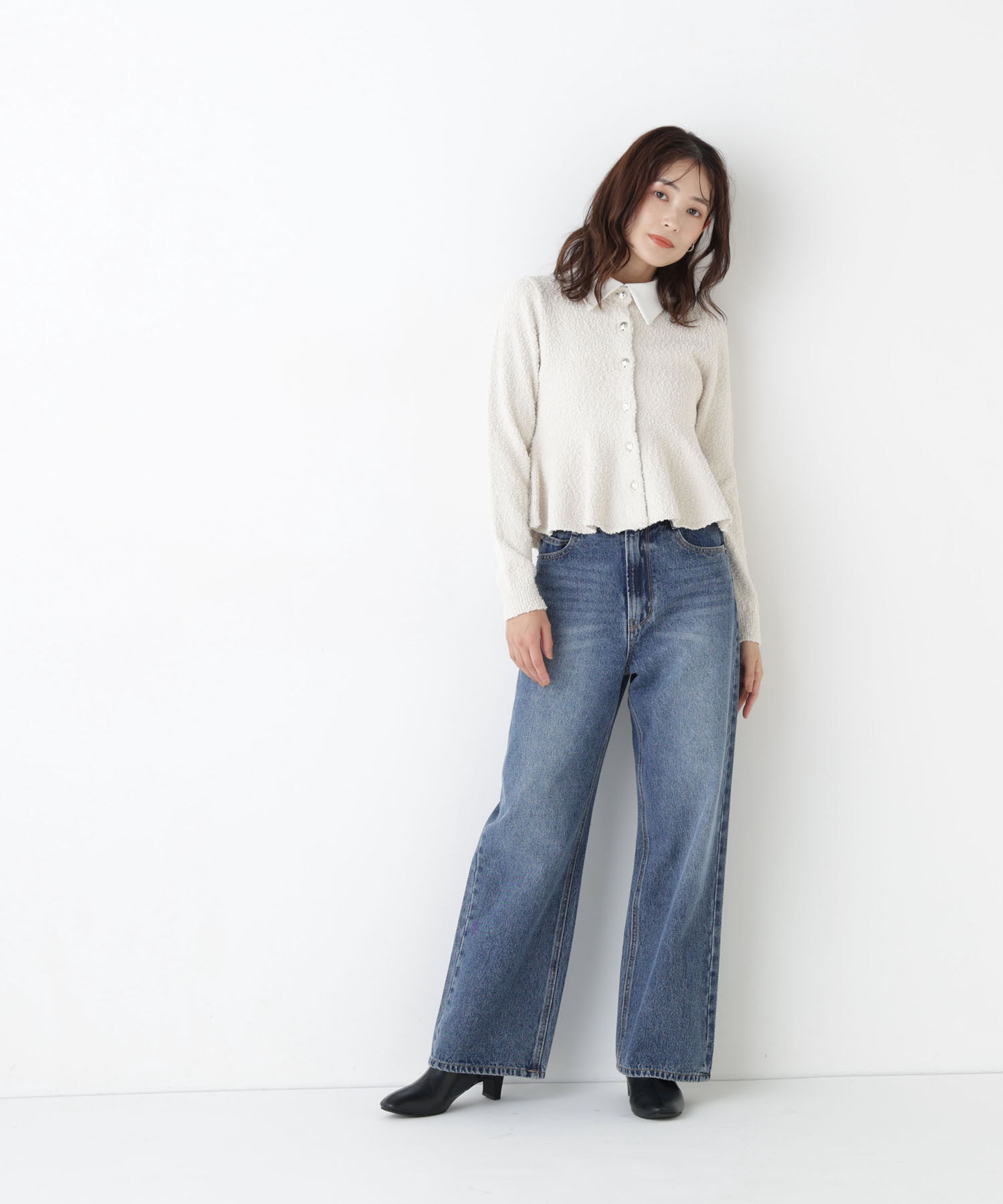  「＜Oggi11月号掲載＞シャツカラーポコポコニット」|ニット・セーター|